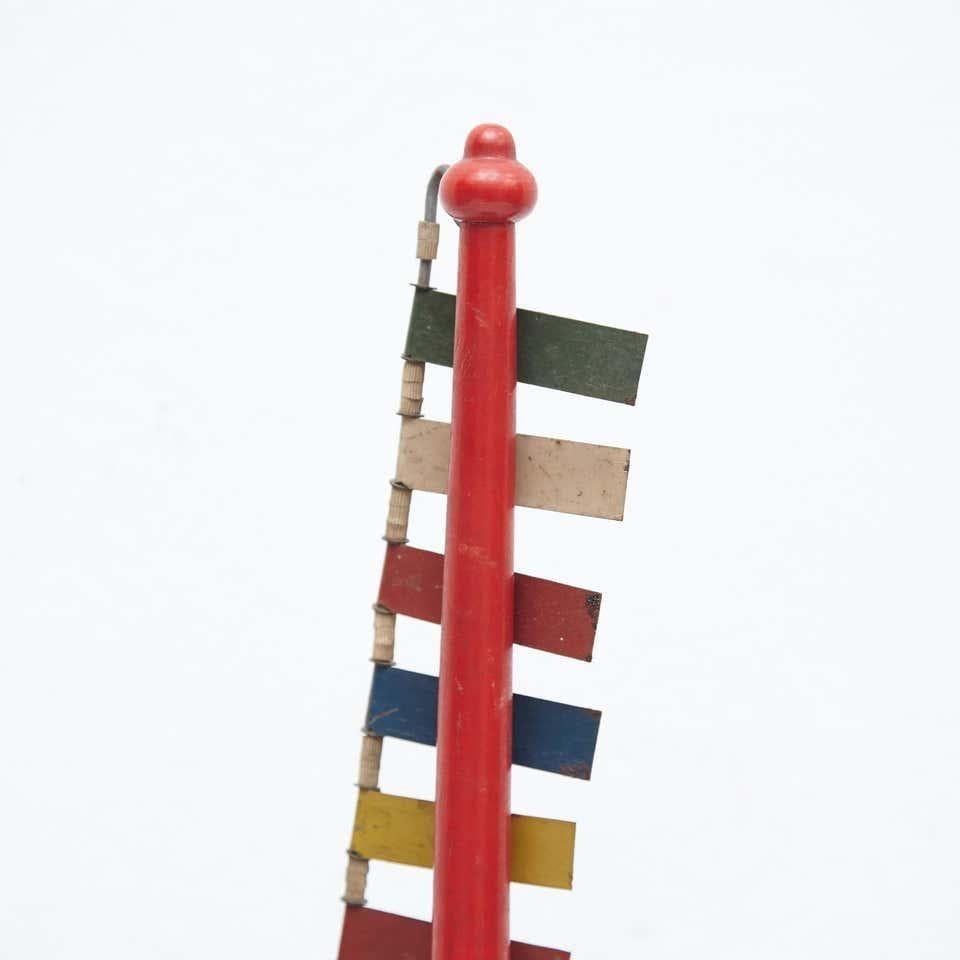 German Mid-Century Modern Metal Red Blue Yellow Green White Sculpture For Sale