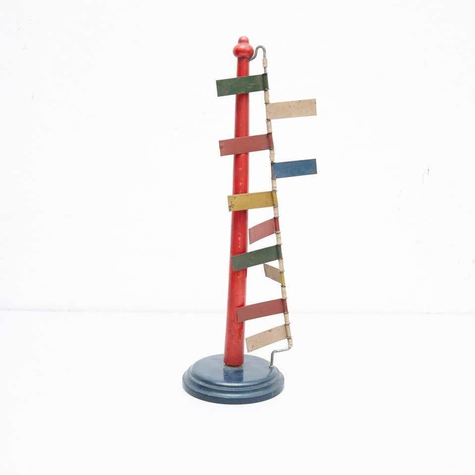 Mid-Century Modern Metal Red Blue Yellow Green White Sculpture For Sale 2