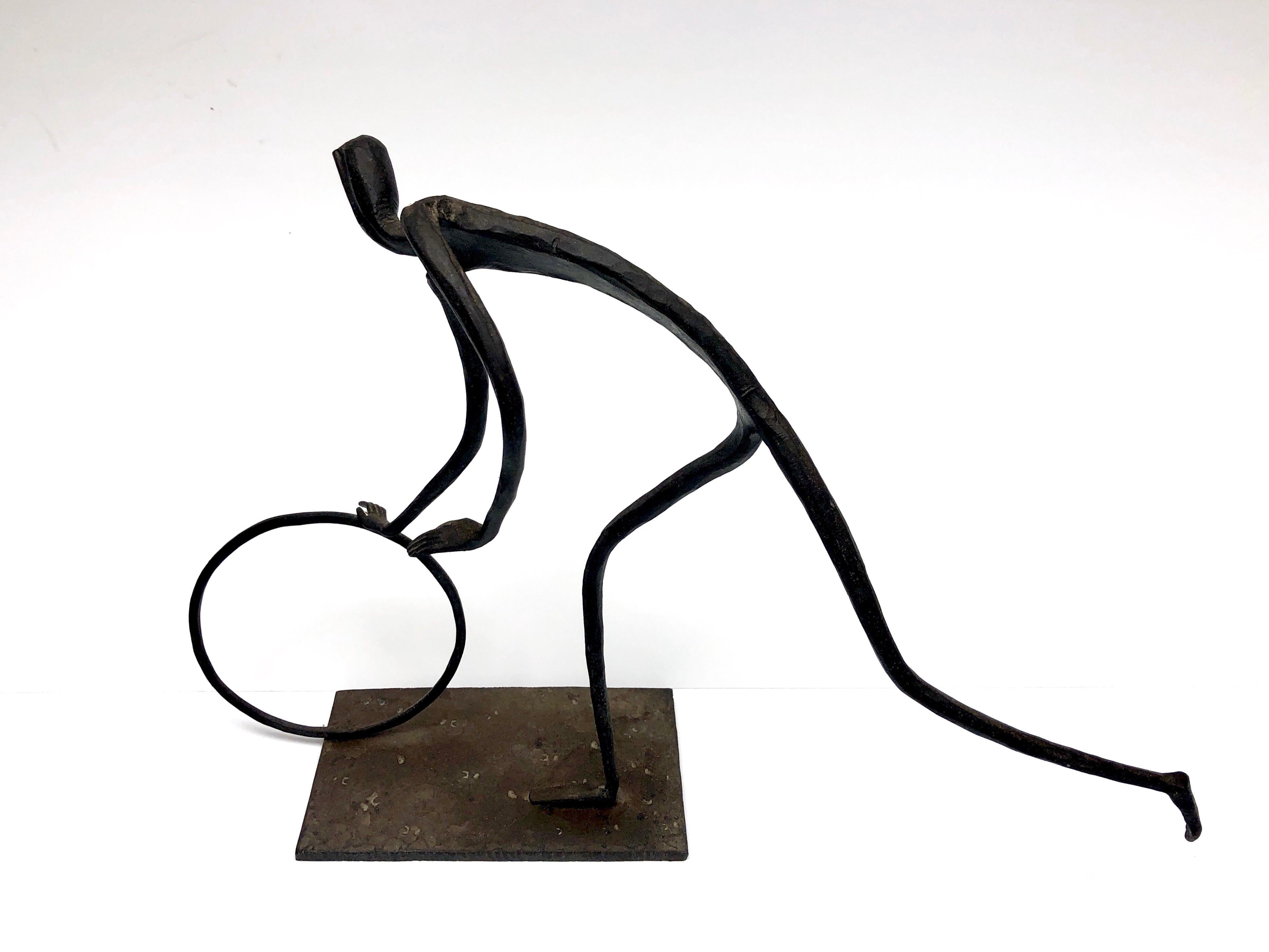 American Mid-Century Modern Metal Sculpture of Man with Ring