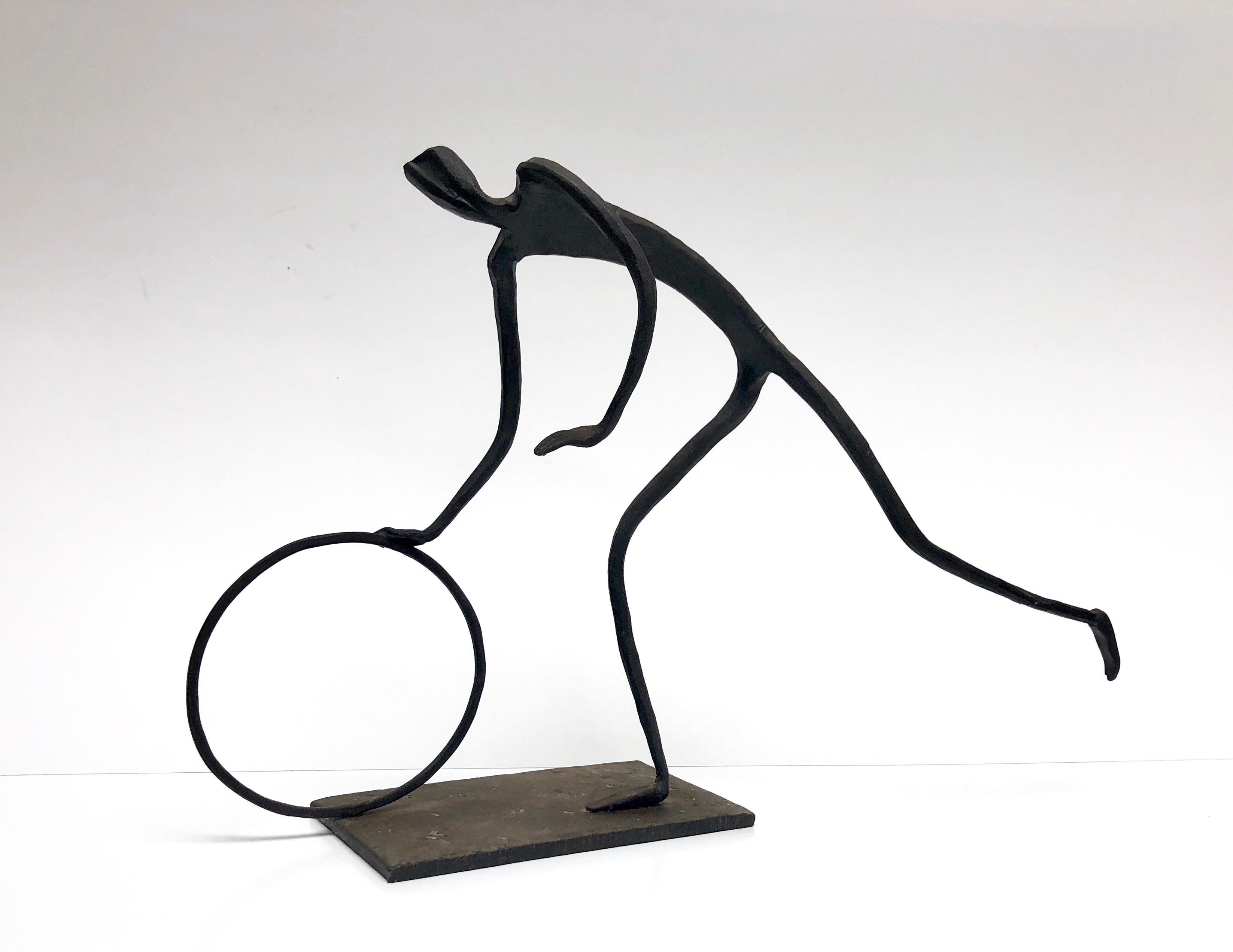 Mid-20th Century Mid-Century Modern Metal Sculpture of Man with Ring