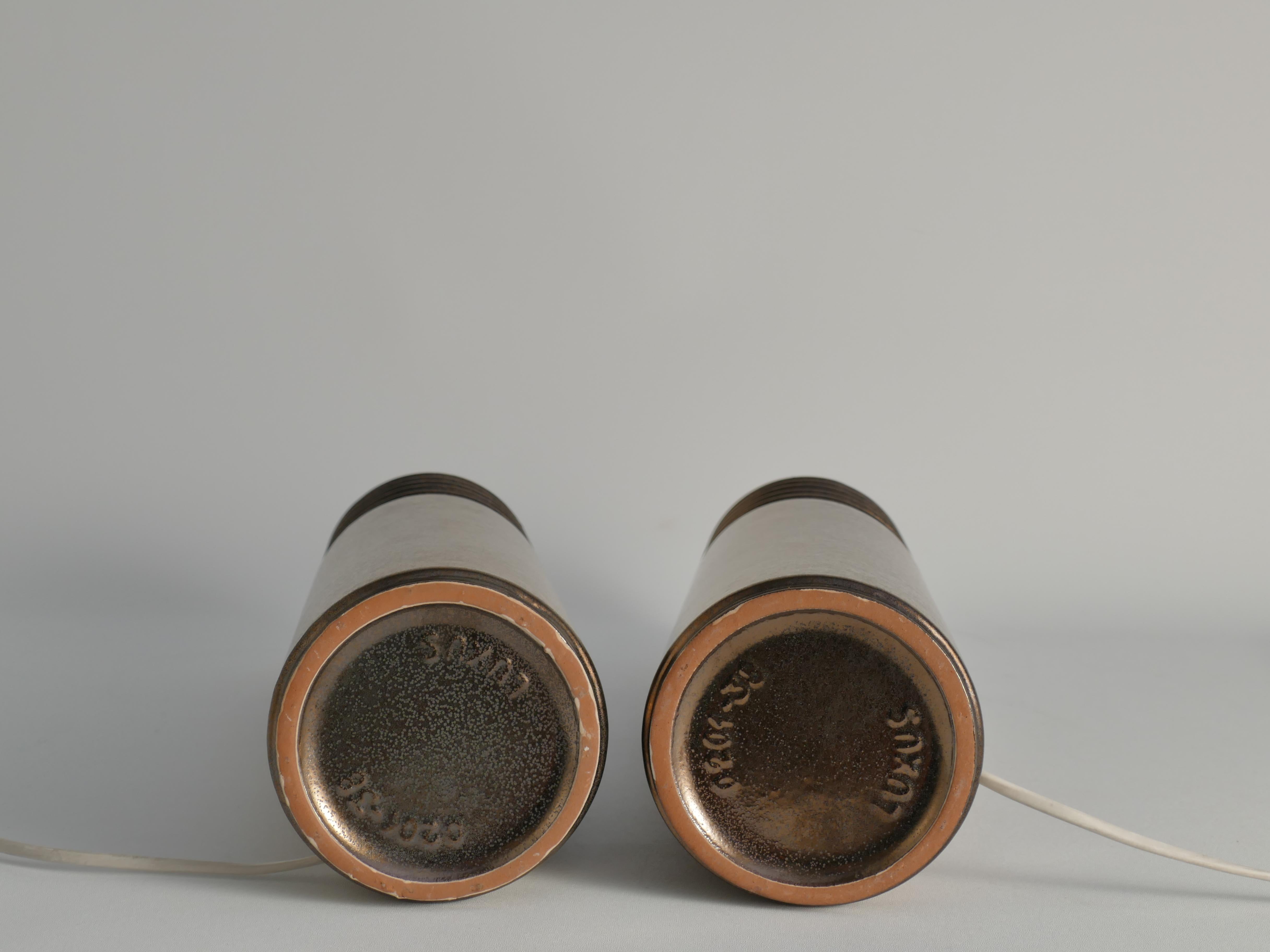 Mid-century Modern Metallic Aubergine Ceramic Table Lamps 