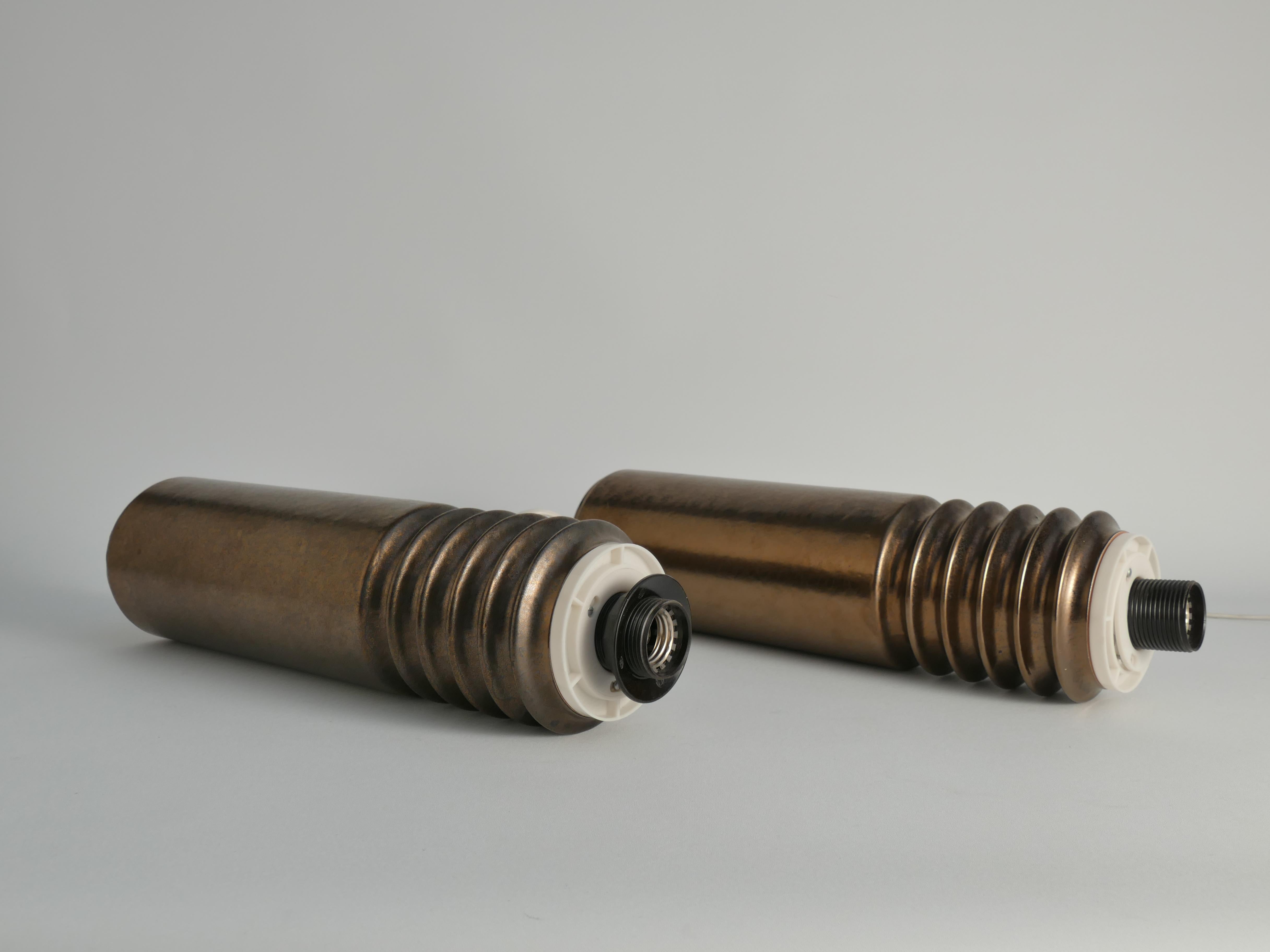 Mid-century Modern Metallic Aubergine Ceramic Table Lamps 