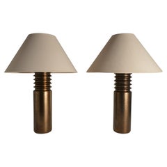 Mid-century Modern Metallic Aubergine Ceramic Table Lamps "Model 1041" by Luxus