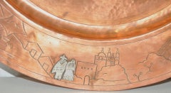 Mid-Century Modern Mexican Copper Platter with Sterling Figures, circa 1950s