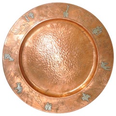 Mid-Century Modern Mexican Copper Platter with Sterling Figures, circa 1950s
