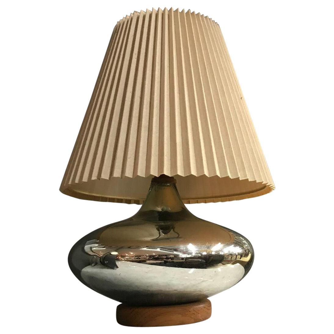 Mid-Century Modern Mexican Glass Mercury Wood Table Lamp