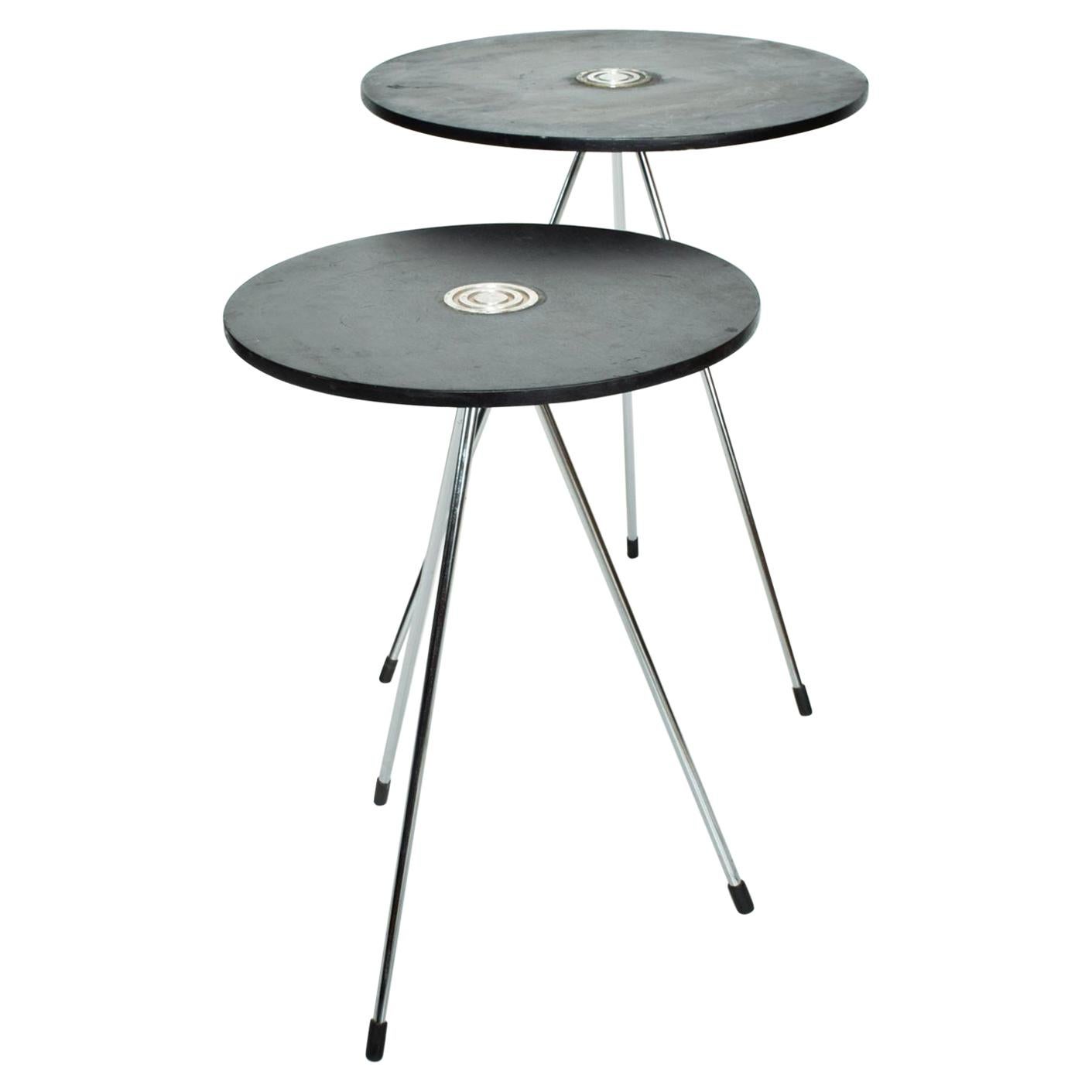 Mid-Century Modern Mexican Round Nesting Tables in Black