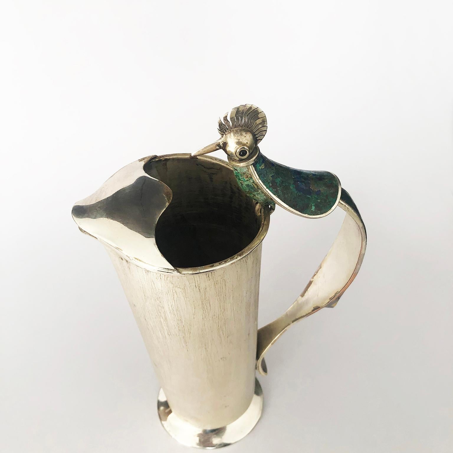 Mid-Century Modern Mexican Silver Malachite Pitcher by Los Castillo at ...
