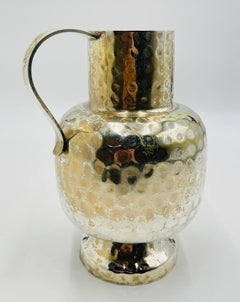 Mid-Century Modern Mexican Silver Plate Pitcher with Hammered Texture