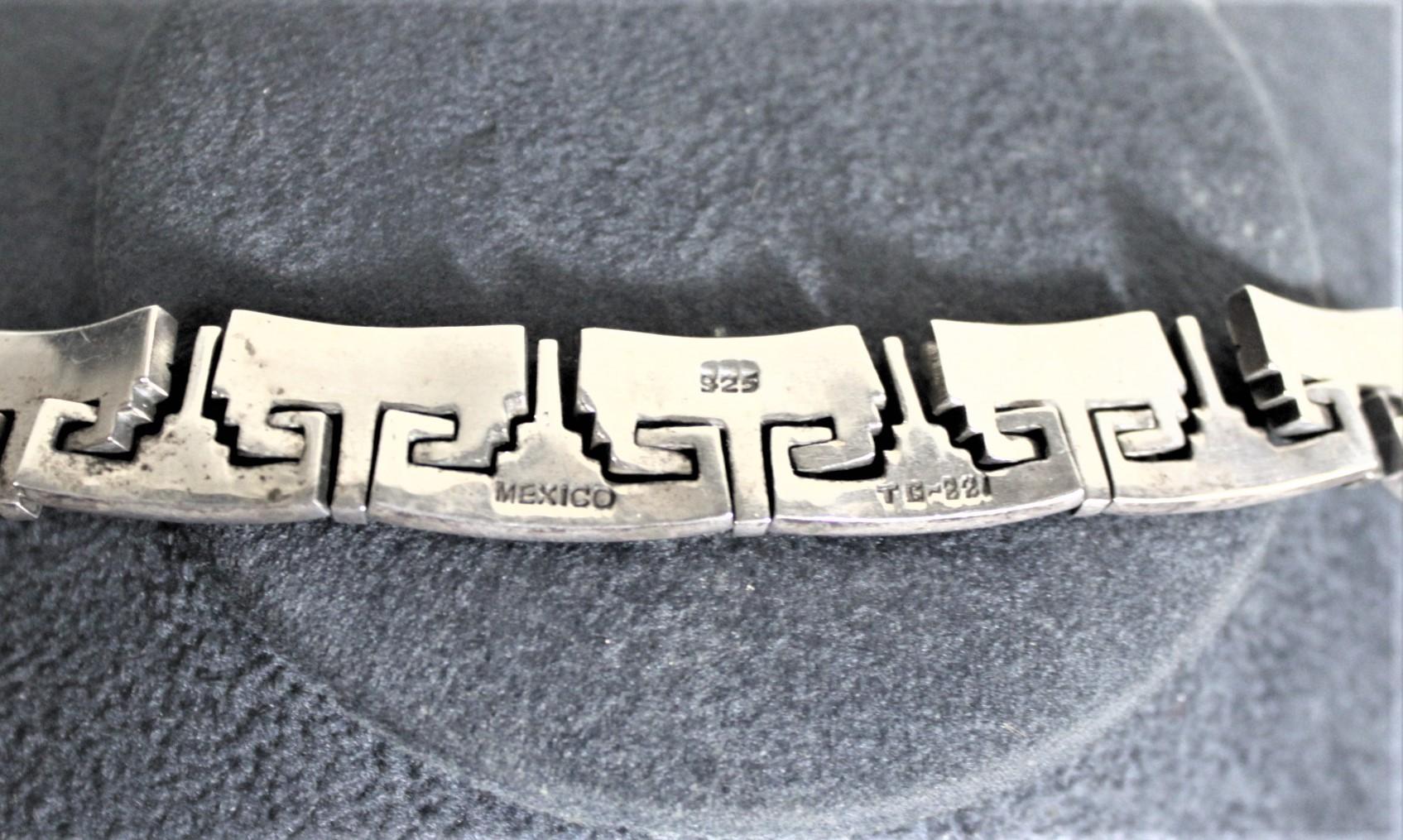 20th Century Mid-Century Modern Mexican Sterling Silver Geometric Linked Choker Necklace For Sale