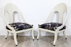 Mid-Century Modern Michael Taylor for Baker Spoon Back Slipper Accent Chairs 60s