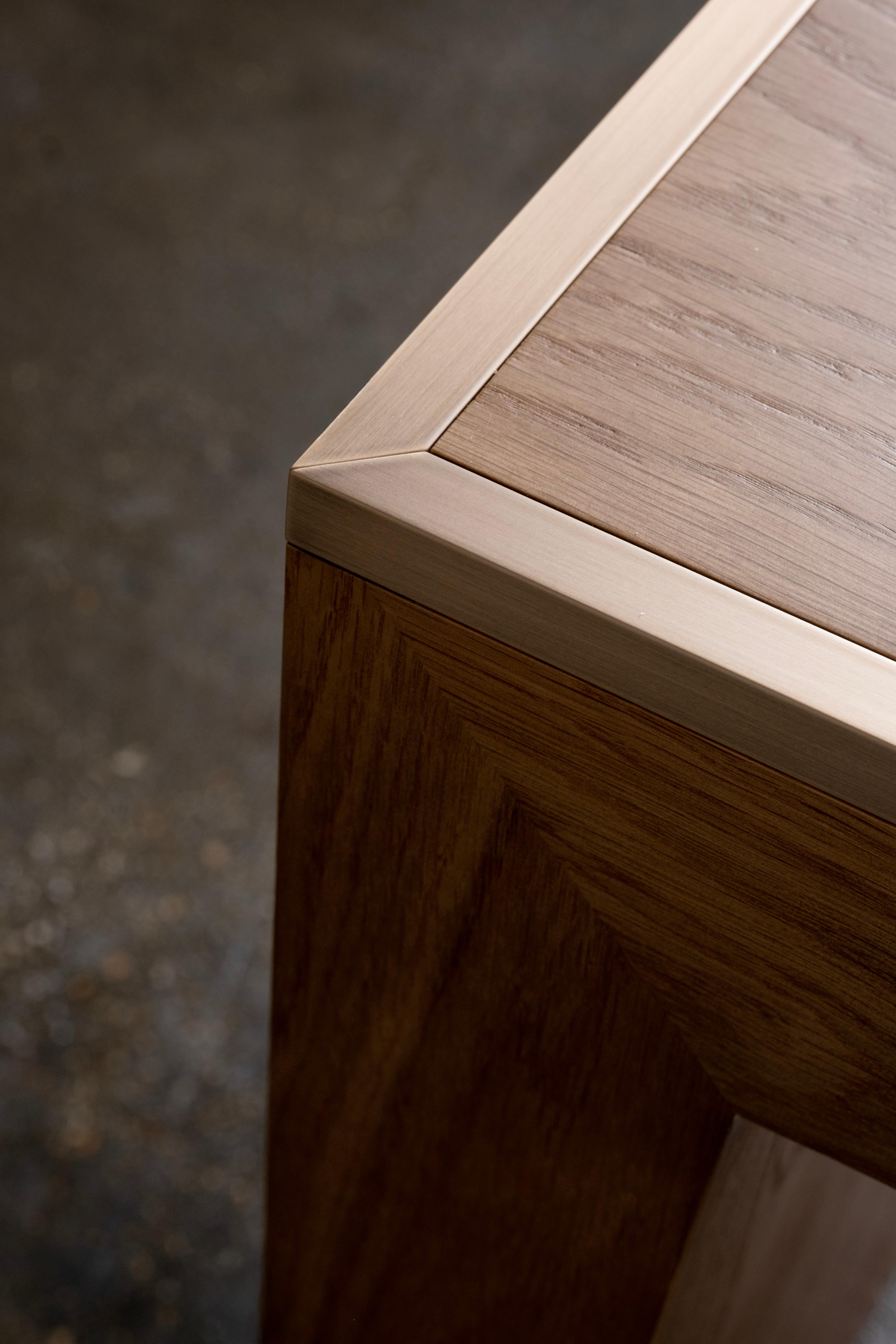 Mid-Century Modern Michigan Desk, Oak, Brass, Handmade in Portugal by Greenapple For Sale 5