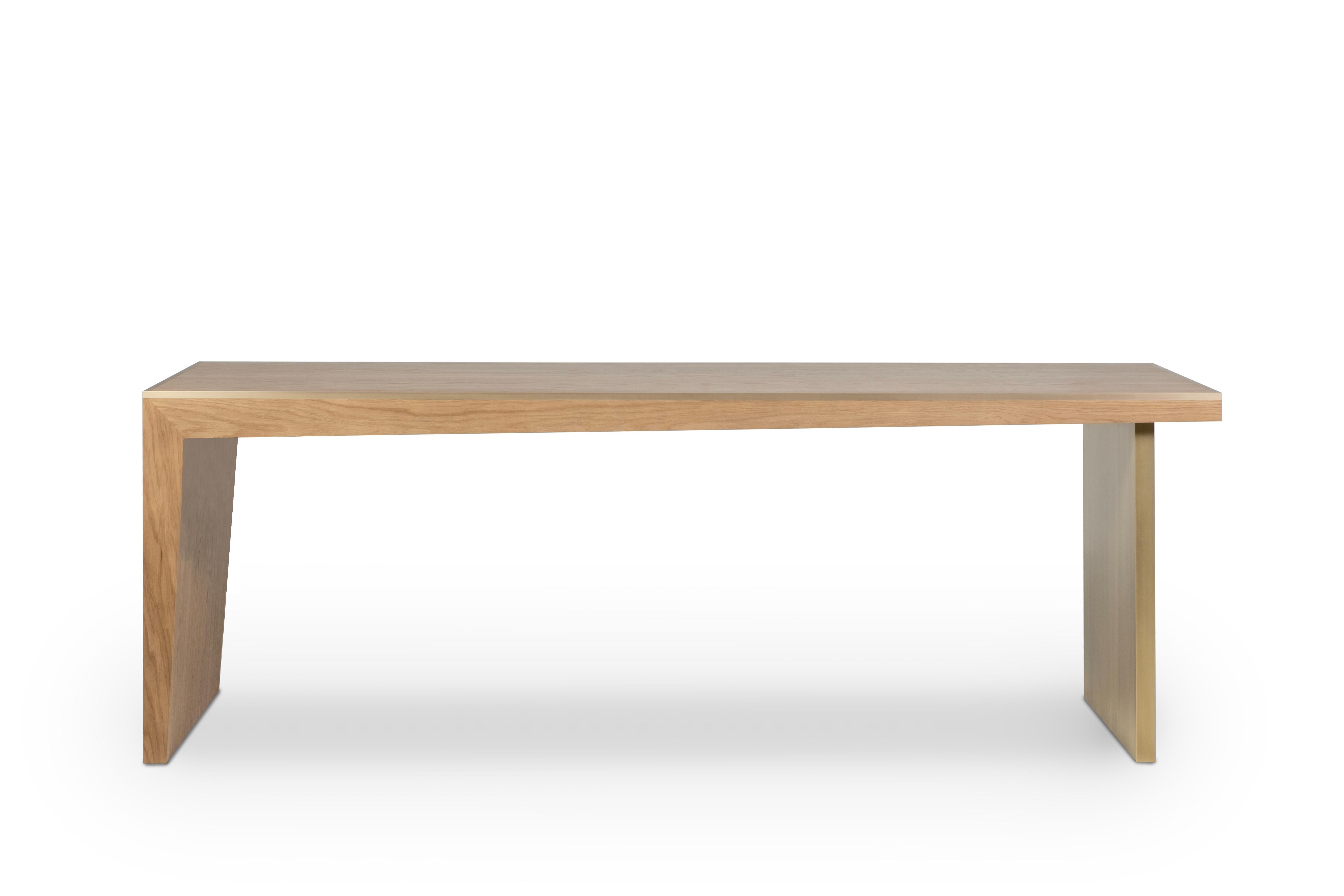 Mid-Century Modern Michigan Desk, Oak, Brass, Handmade in Portugal by Greenapple In New Condition For Sale In Lisboa, PT