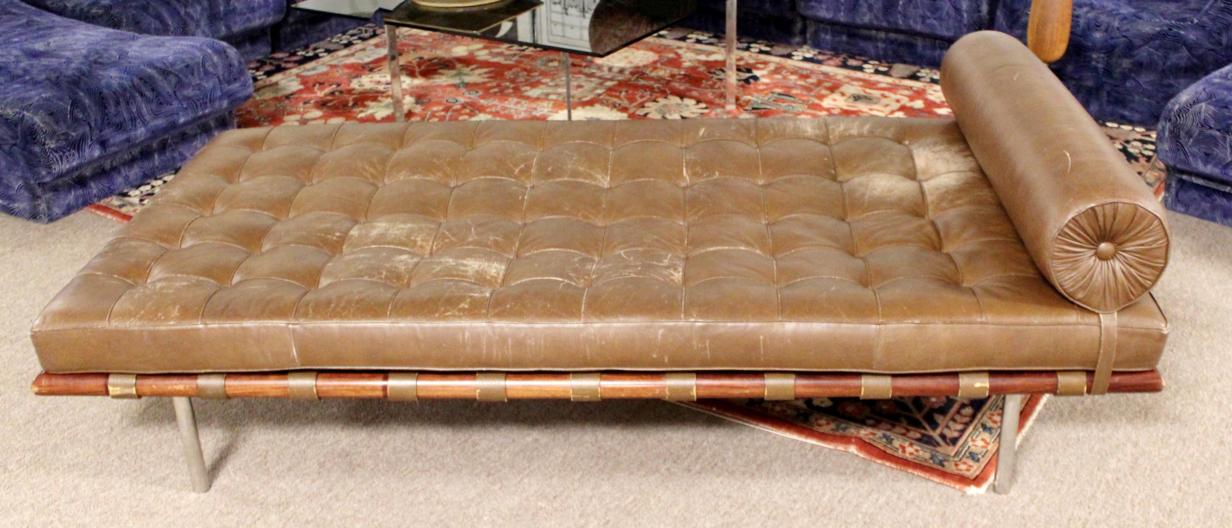 mid century leather daybed