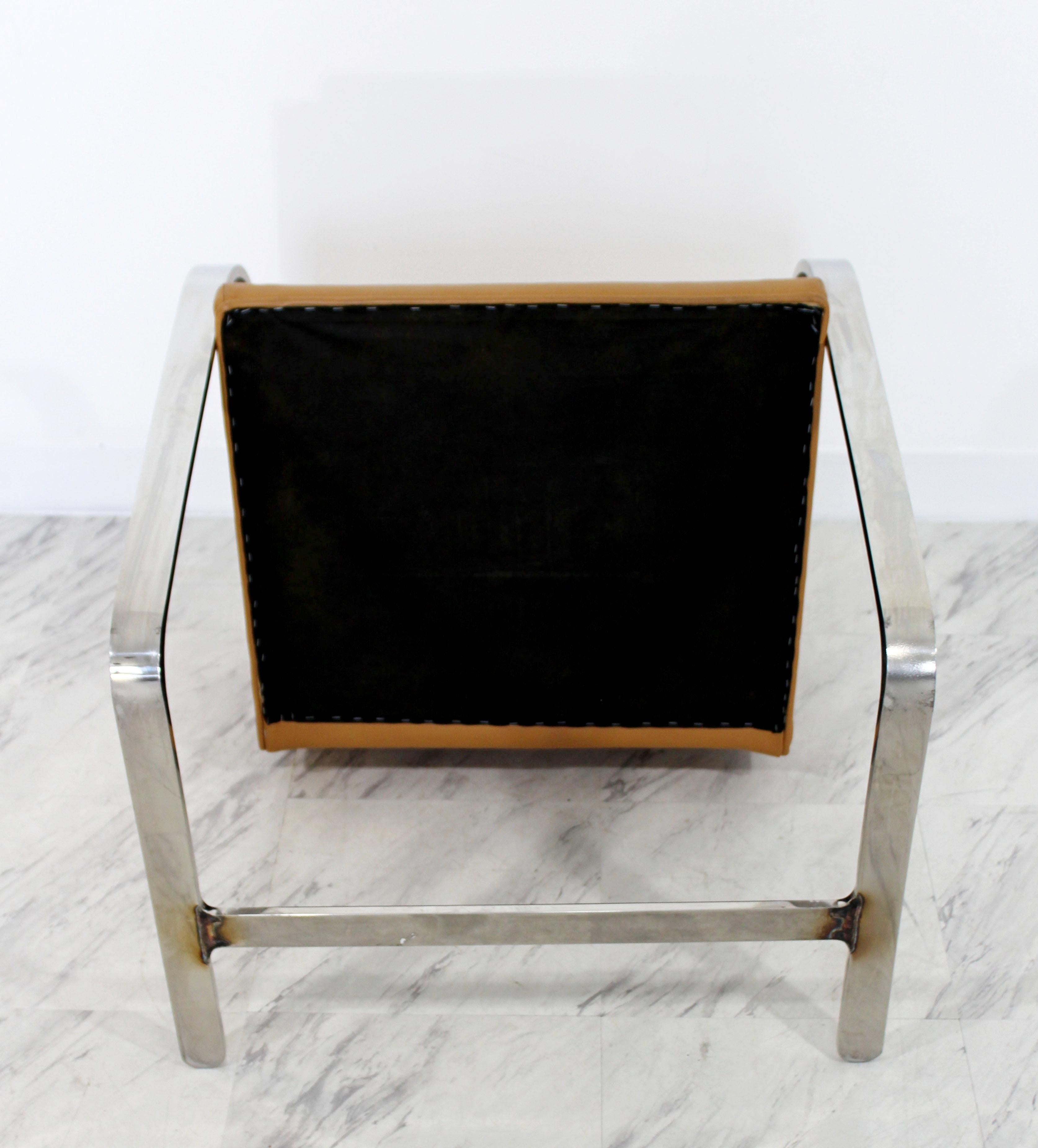 Mid-Century Modern Mies Van Der Rohe BRNO Style Flat Bar Chrome Armchair 1970s 3