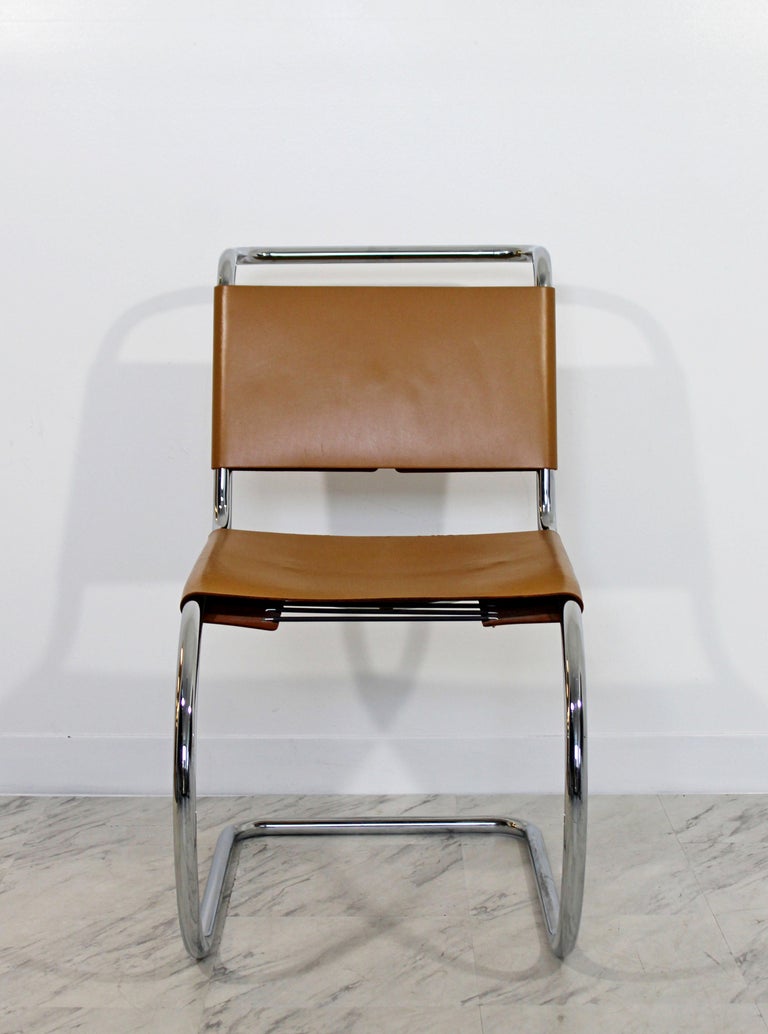 Mid-Century Modern Mies Van Der Rohe Knoll Mr Leather Chrome Chair ...