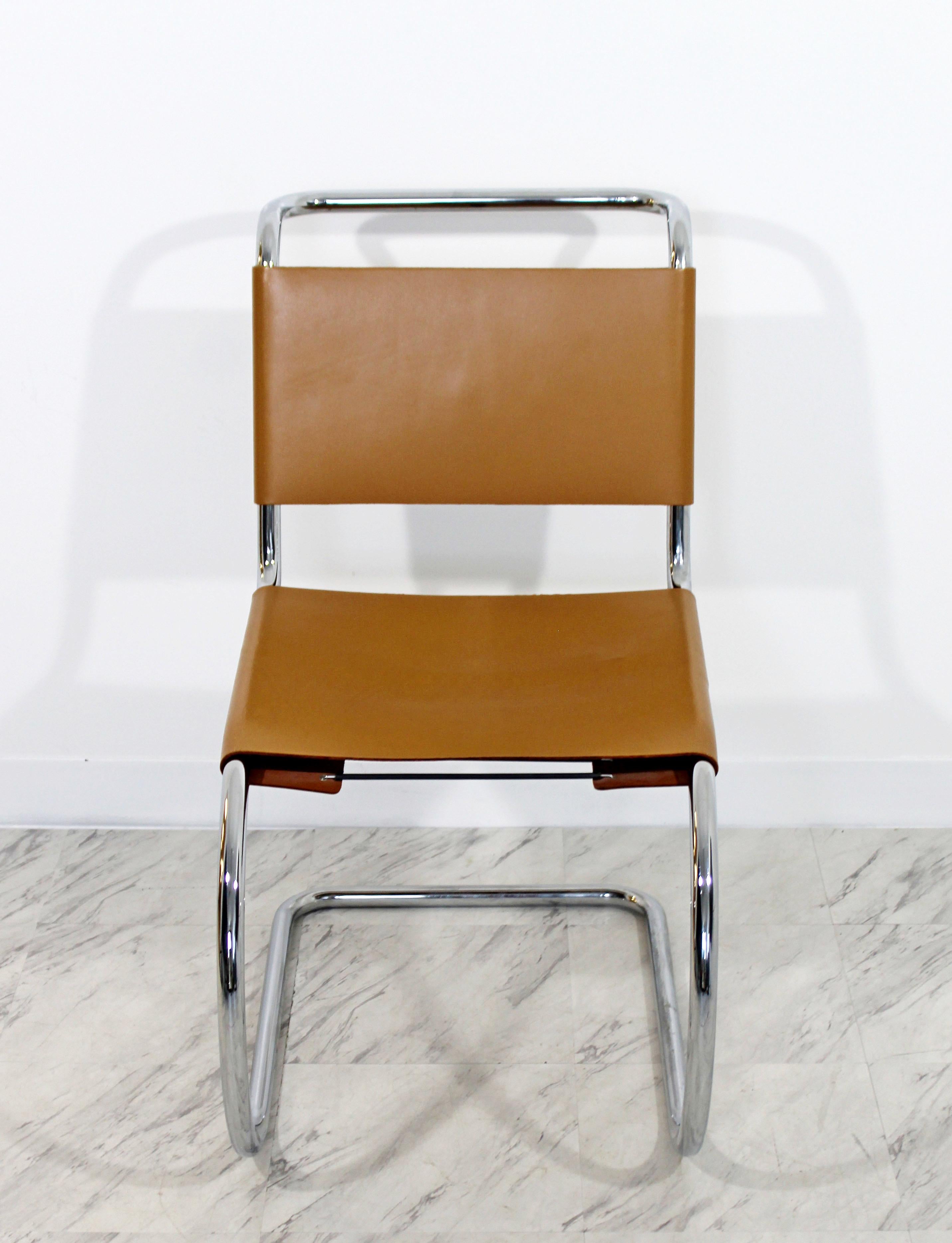 Italian Mid-Century Modern Mies Van Der Rohe Knoll Mr Leather Chrome Chair 1970s, Italy