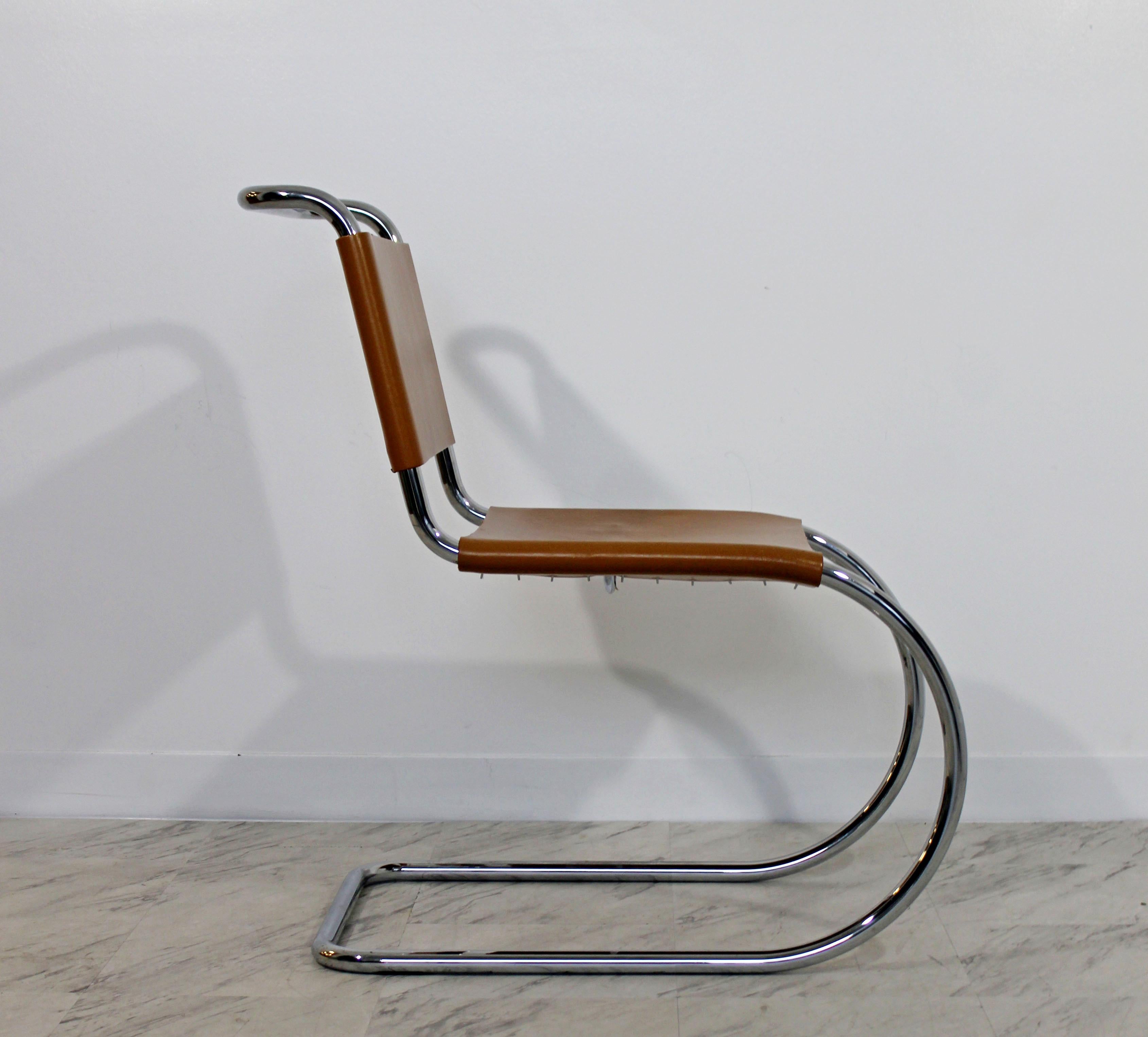 Mid-Century Modern Mies Van Der Rohe Knoll Mr Leather Chrome Chair 1970s, Italy In Good Condition In Keego Harbor, MI
