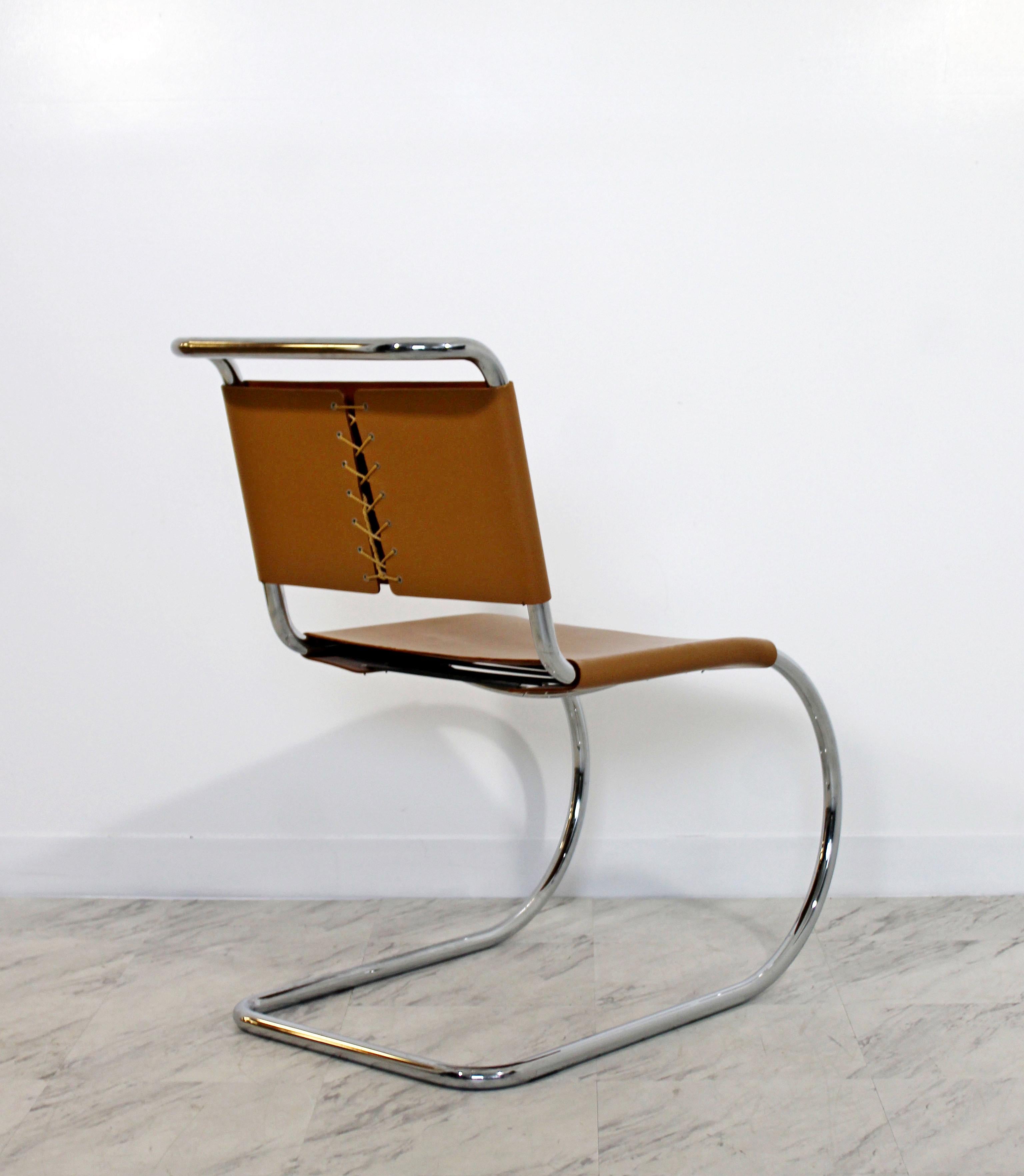 Late 20th Century Mid-Century Modern Mies Van Der Rohe Knoll Mr Leather Chrome Chair 1970s, Italy