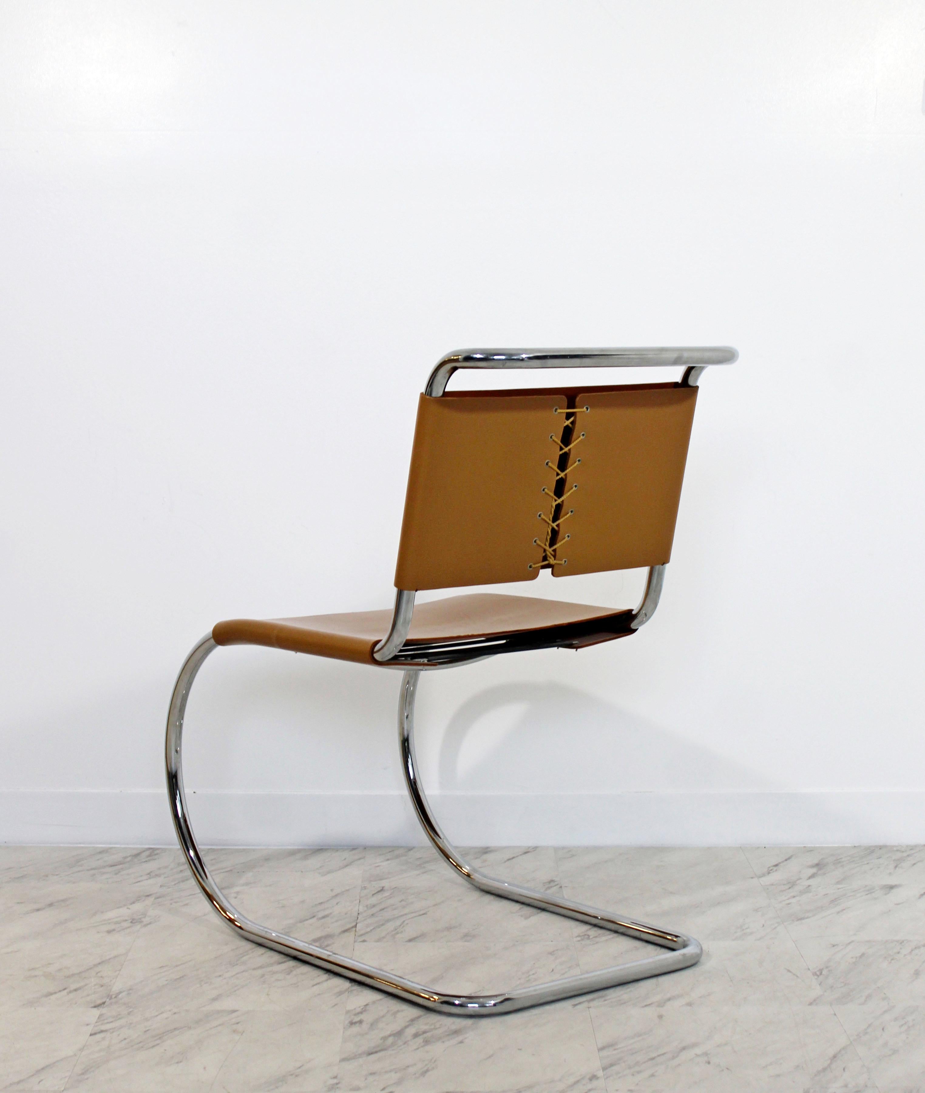 Mid-Century Modern Mies Van Der Rohe Knoll Mr Leather Chrome Chair 1970s, Italy 1
