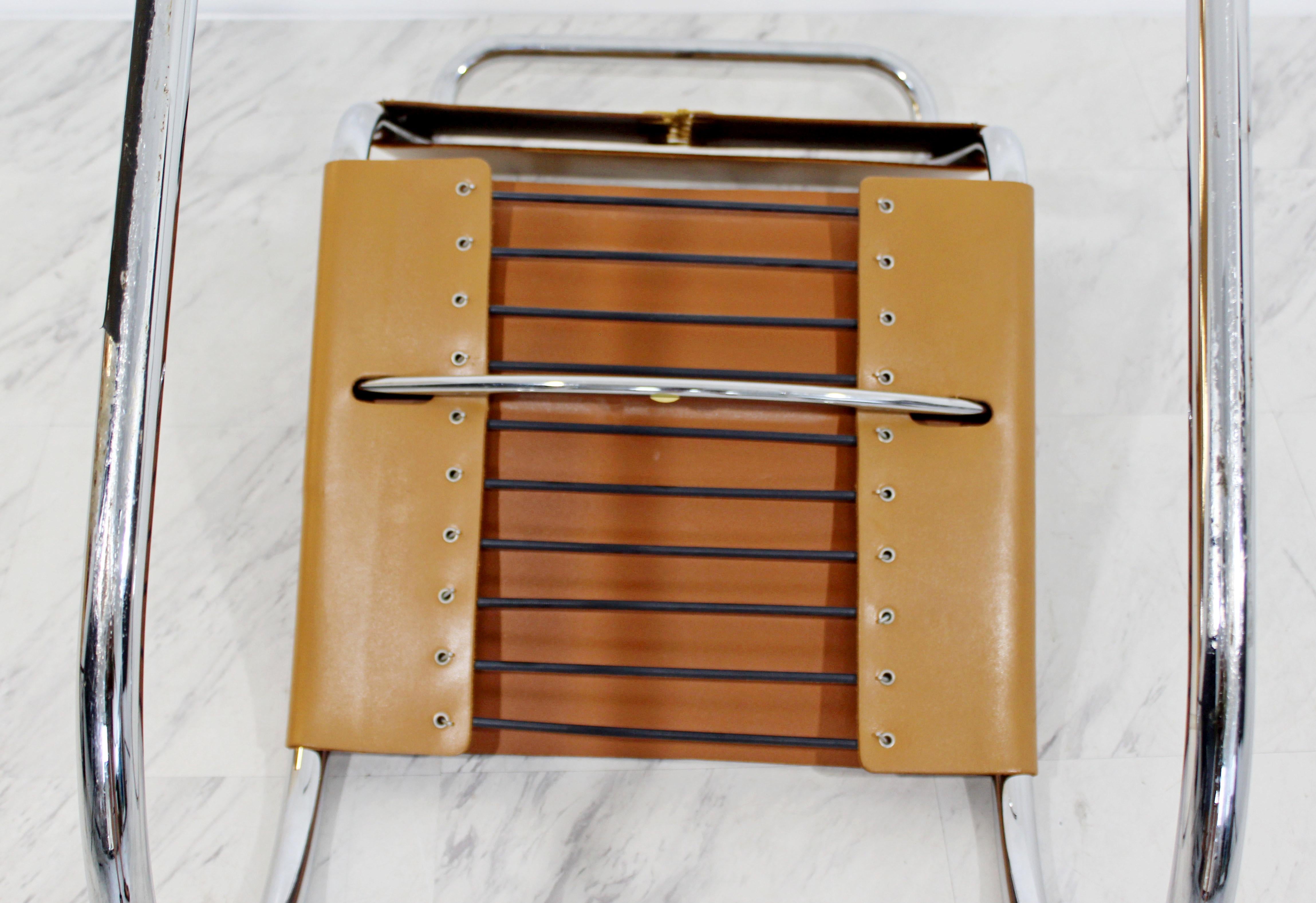 Mid-Century Modern Mies Van Der Rohe Knoll Mr Leather Chrome Chair 1970s, Italy 3