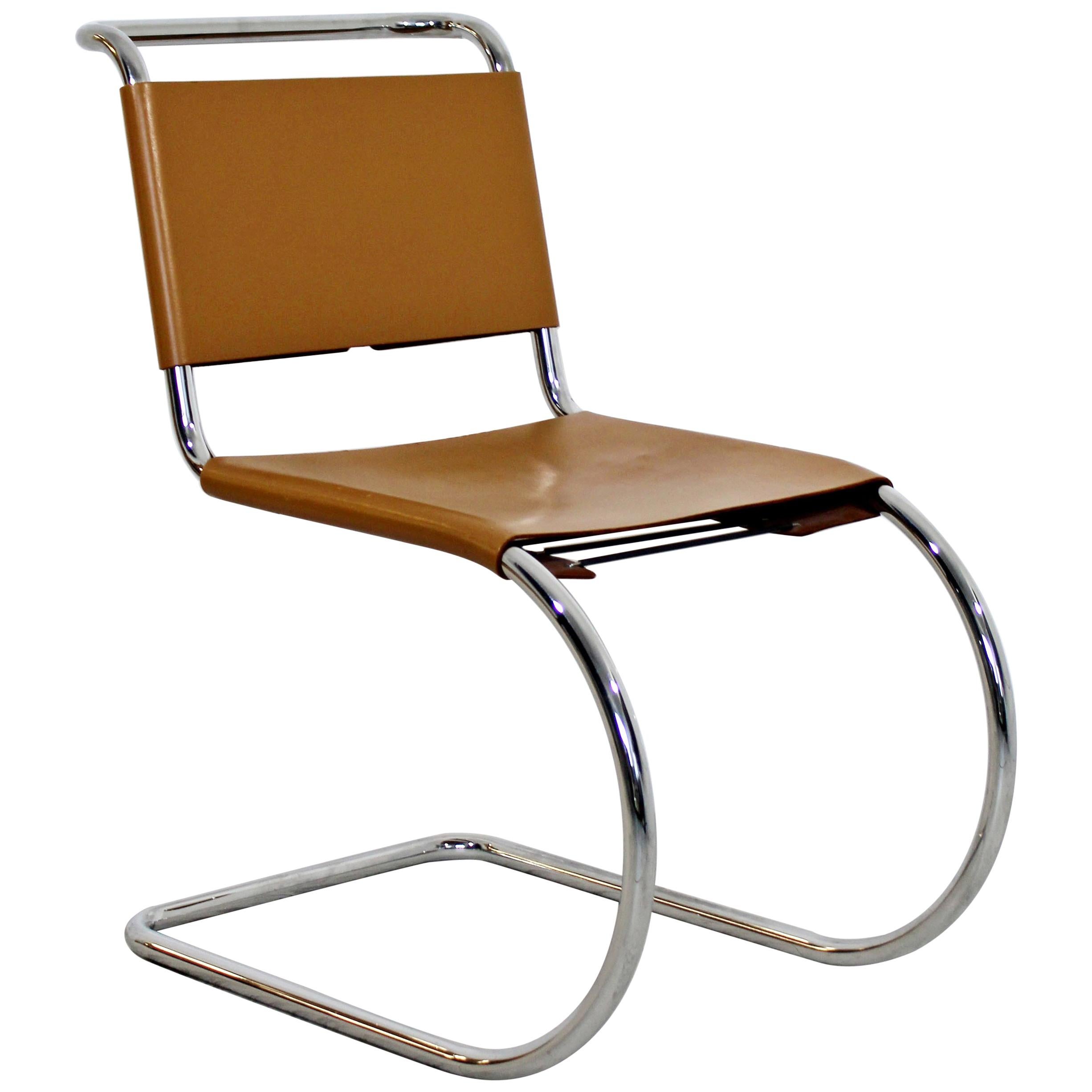 Mid-Century Modern Mies Van Der Rohe Knoll Mr Leather Chrome Chair 1970s, Italy