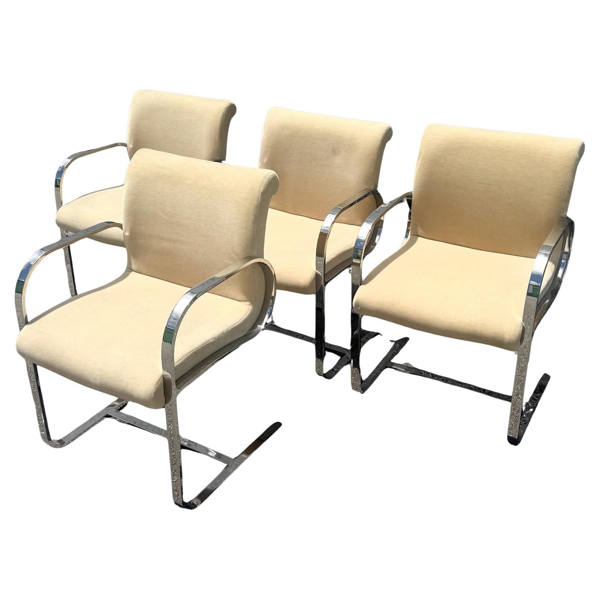 Mid Century Modern Miles Van Der Rohe Brno Cantilever Dining Chairs Set of 4