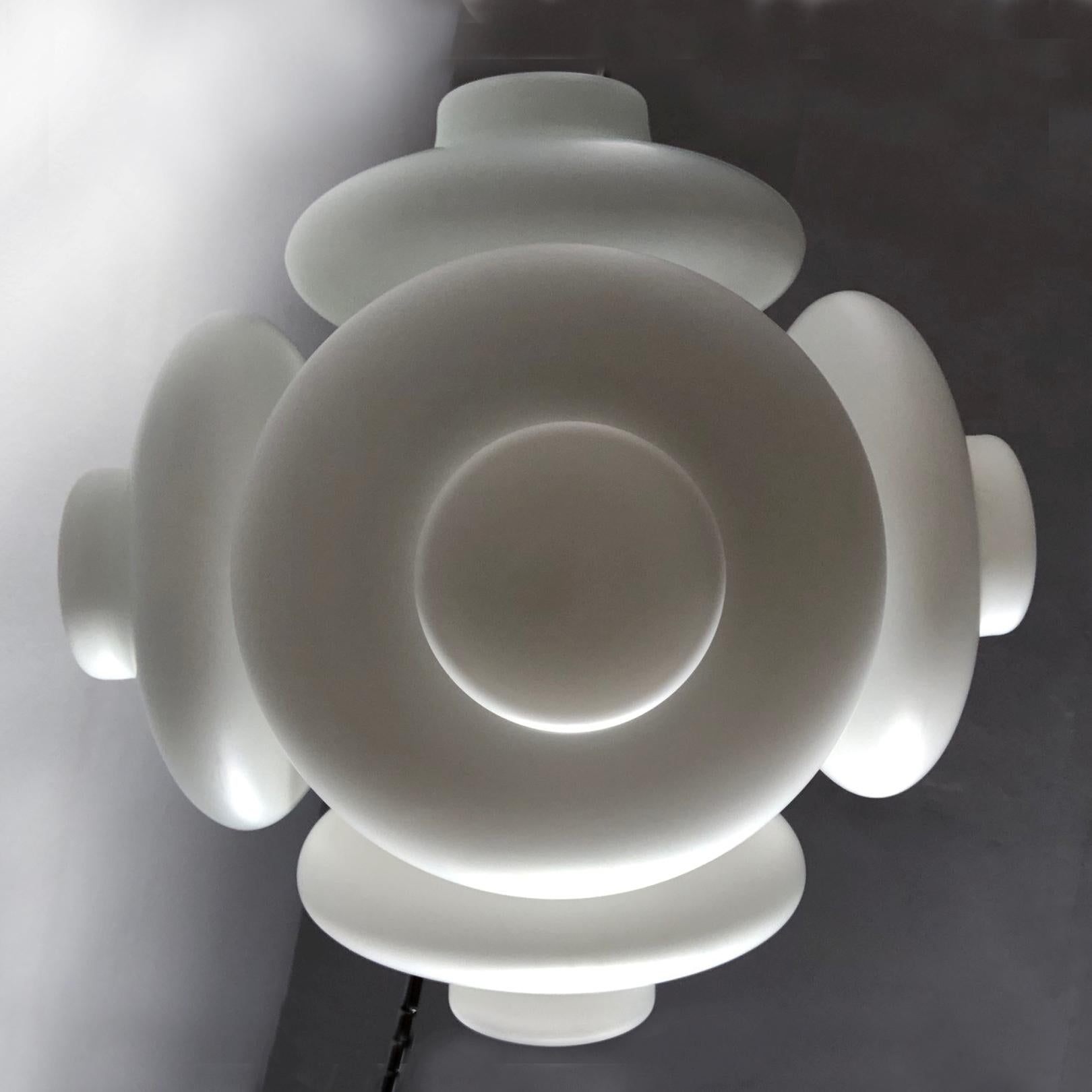 Mid-Century Modern Milk Glass Chandelier from Napako, 1960s For Sale 1