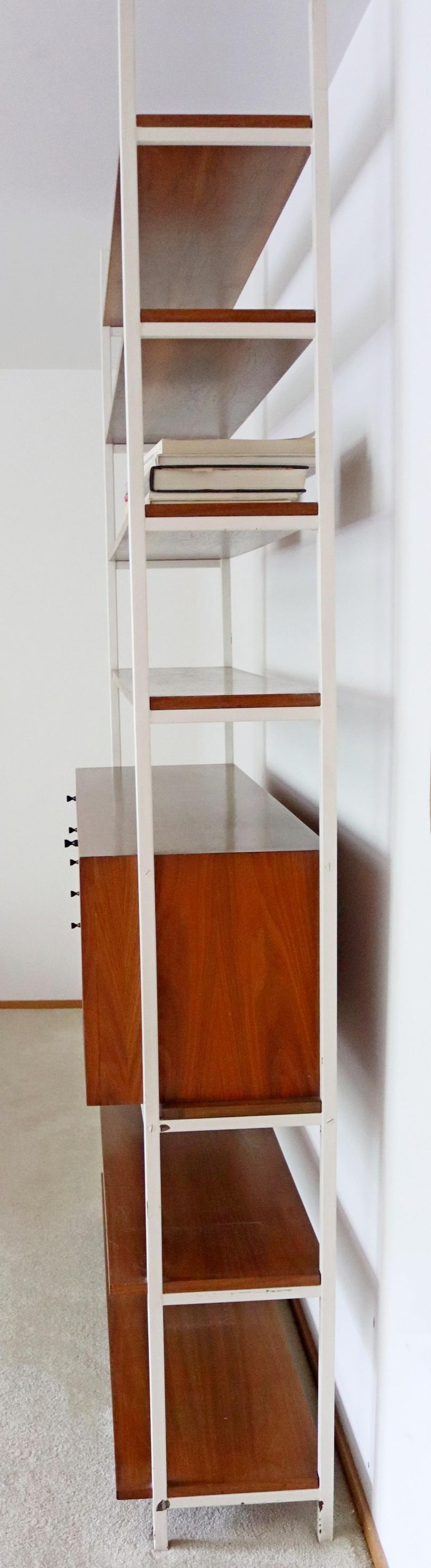Metal Mid-Century Modern Milo Baughman Arch Gordon Walnut Wall Unit Shelving Bookcase