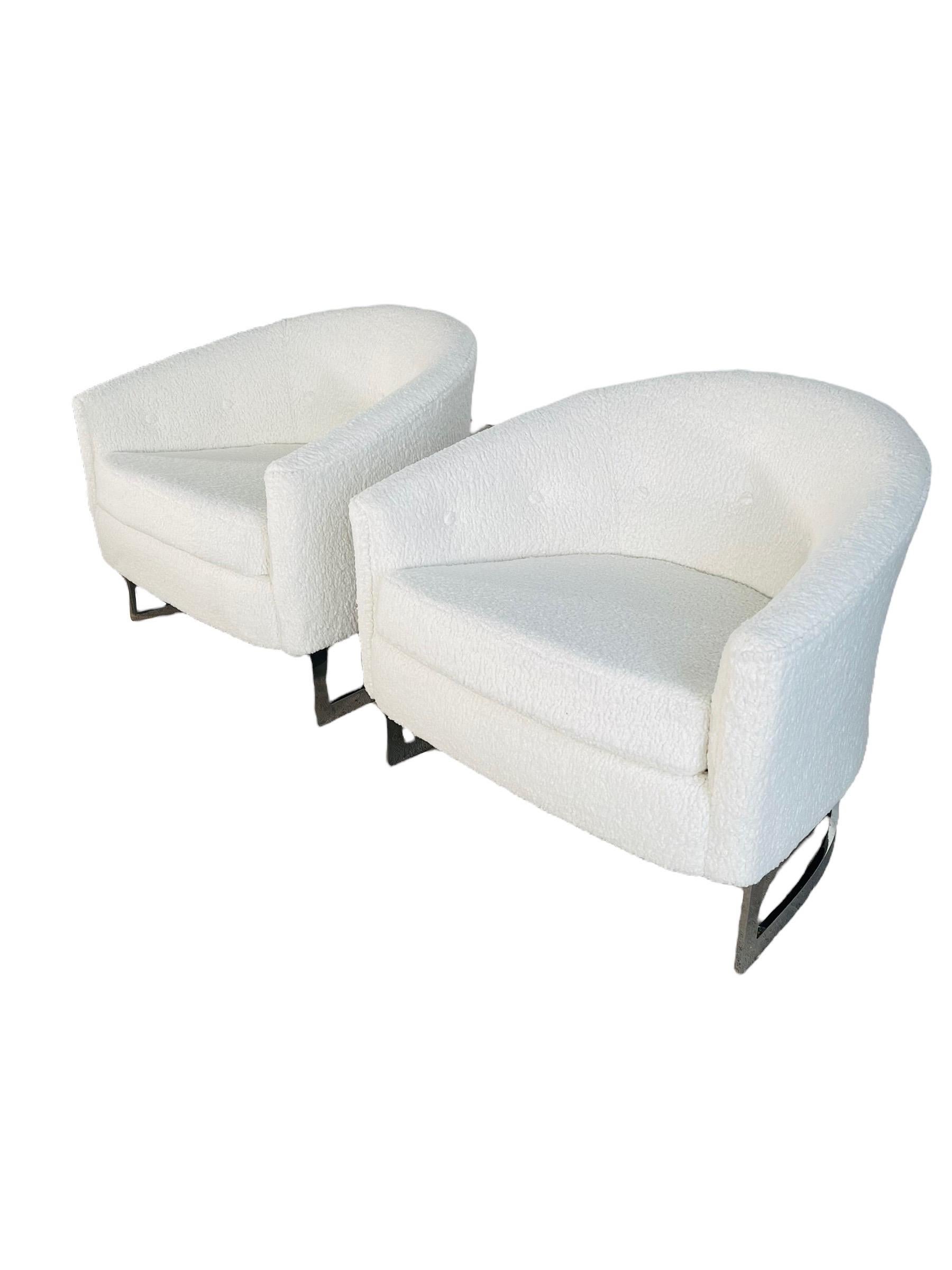 20ième siècle Paire de chaises en tissu bouclé Finn Andersen pour Selig, 1968   en vente