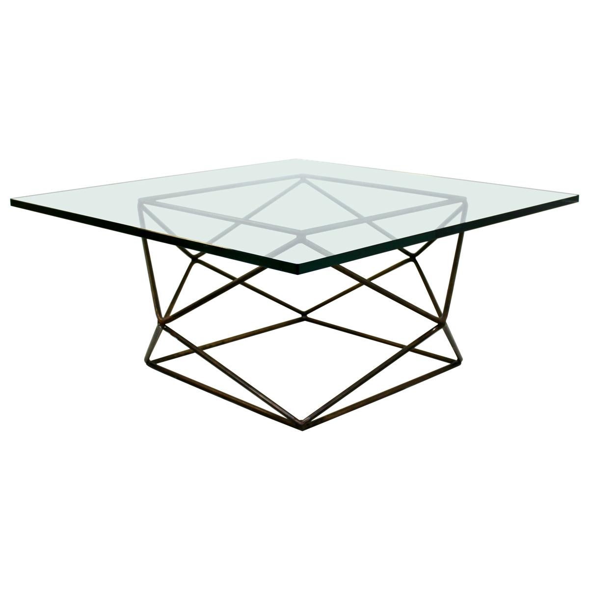 Mid-Century Modern Milo Baughman Bronzed Steel Geodesic Coffee Table, 1970s