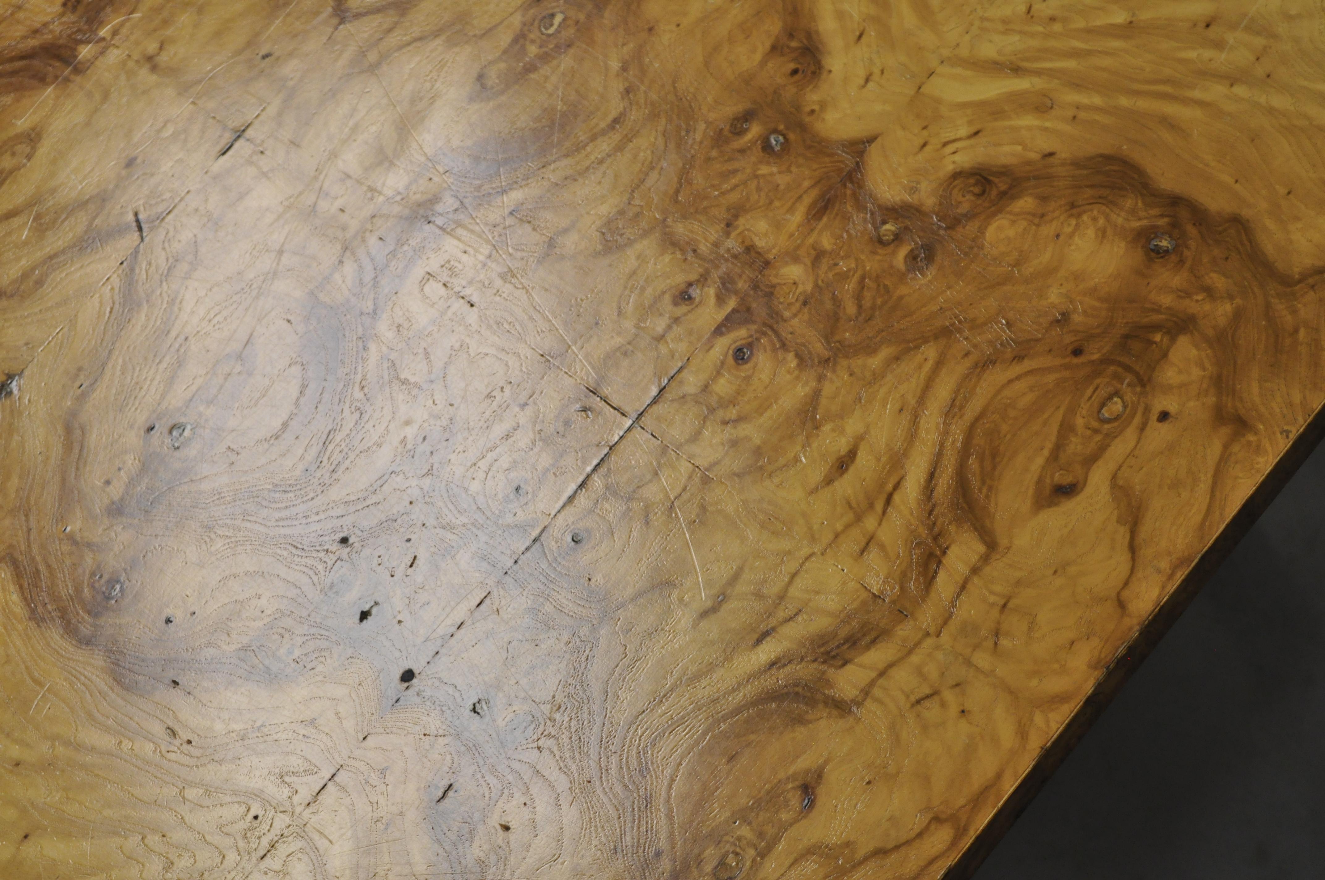 Mid-Century Modern Milo Baughman Burl & Chrome Burl Wood Square Coffee Table 1