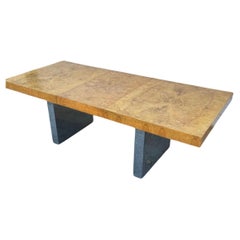 Mid-Century Modern Milo Baughman Burl Wood Chrome Expandable Dining Table, 1970s