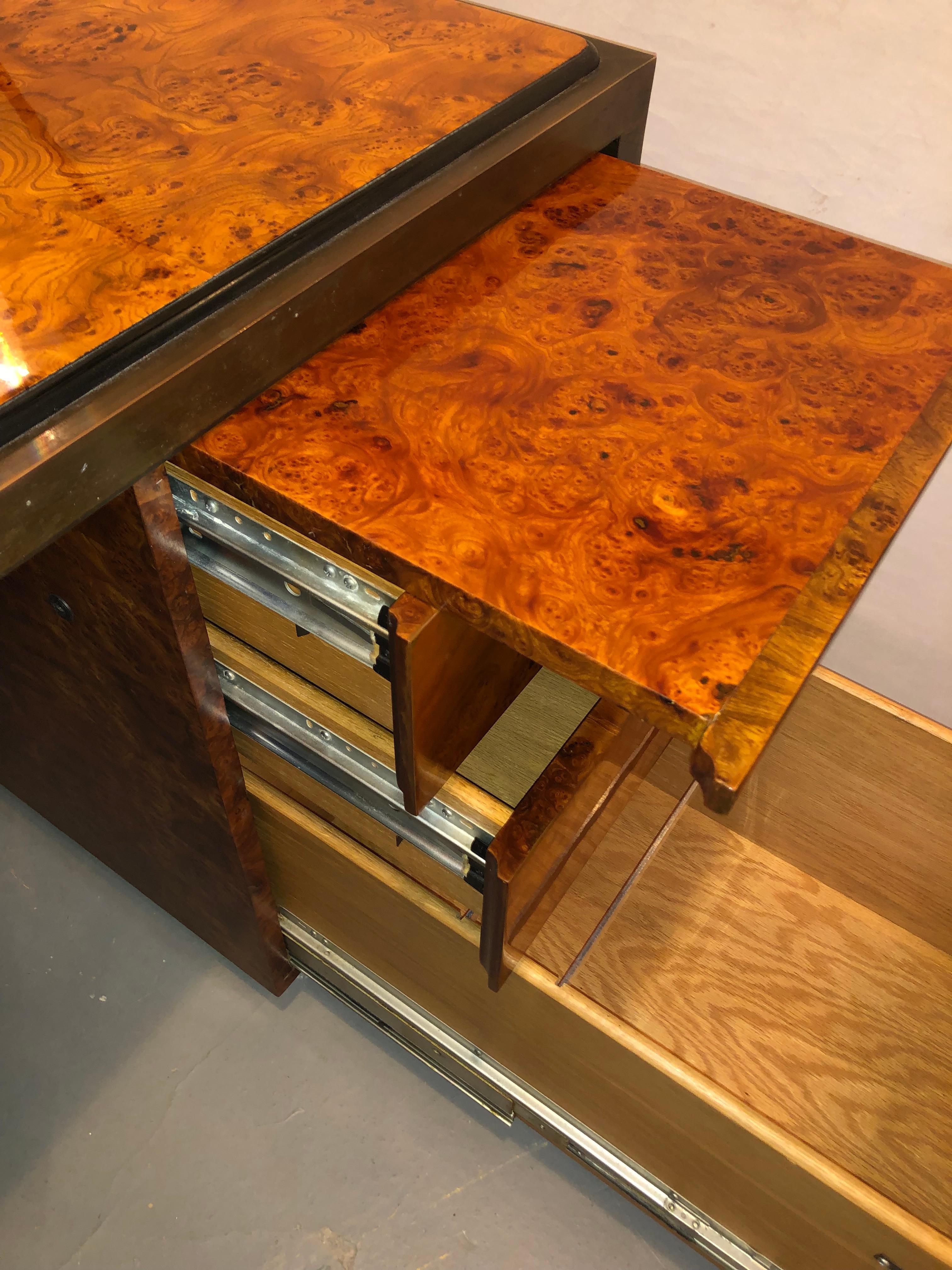 Mid-Century Modern Burl Wood Palatial Writing Desk 2