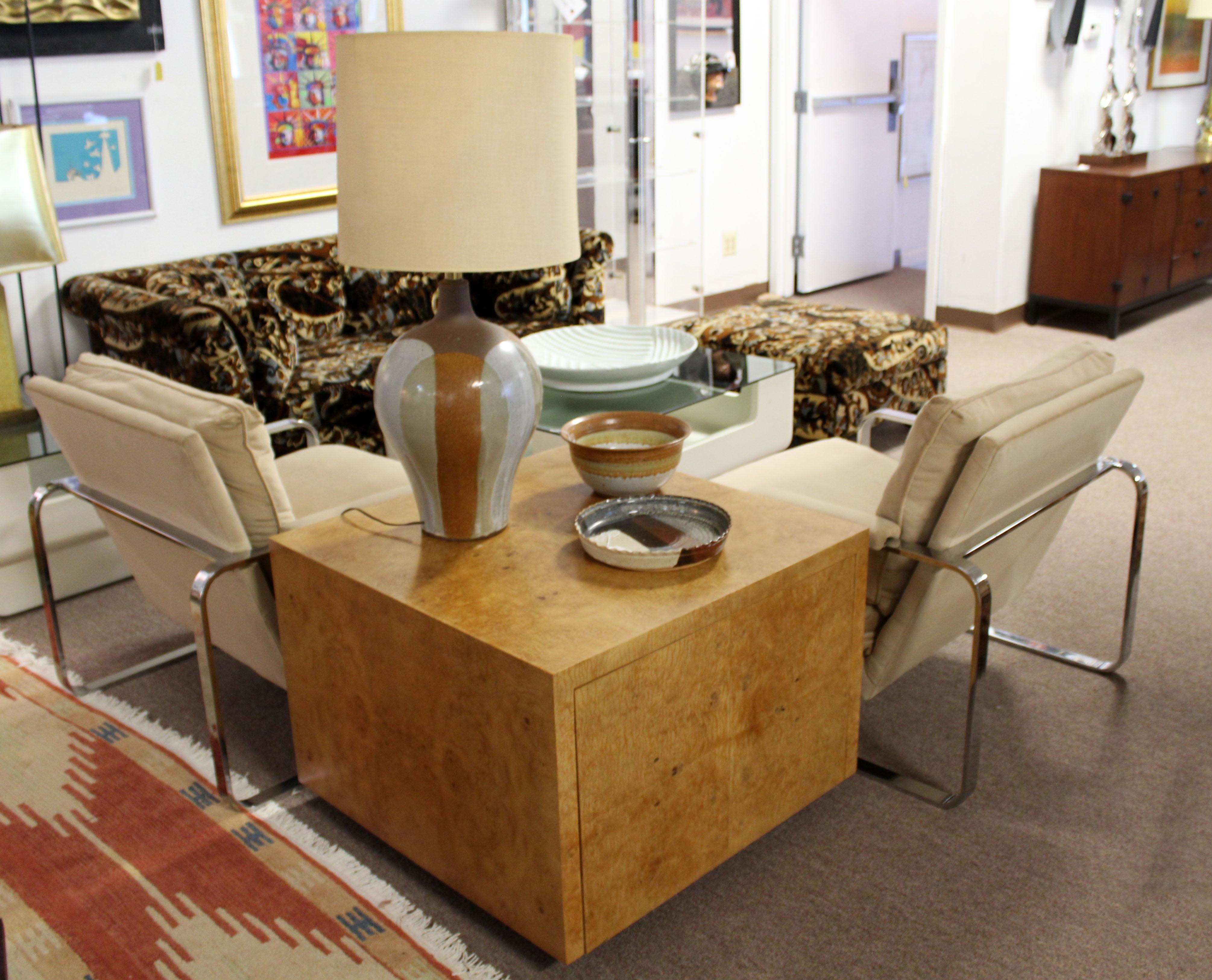 Mid-Century Modern Milo Baughman Burl Wood Square Side Coffee End Table, 1970s 4