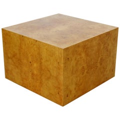 Vintage Mid-Century Modern Milo Baughman Burl Wood Square Side Coffee End Table, 1970s