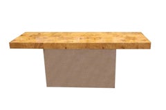 Mid-Century Modern Milo Baughman Burlwood and Chrome Base Console Sofa Table