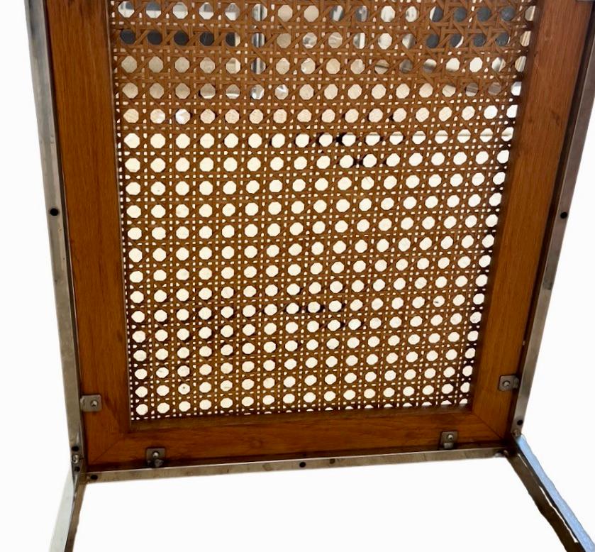 Mid-century Modern Milo Baughman Chrome and Cane Side Tables, a Pair 2