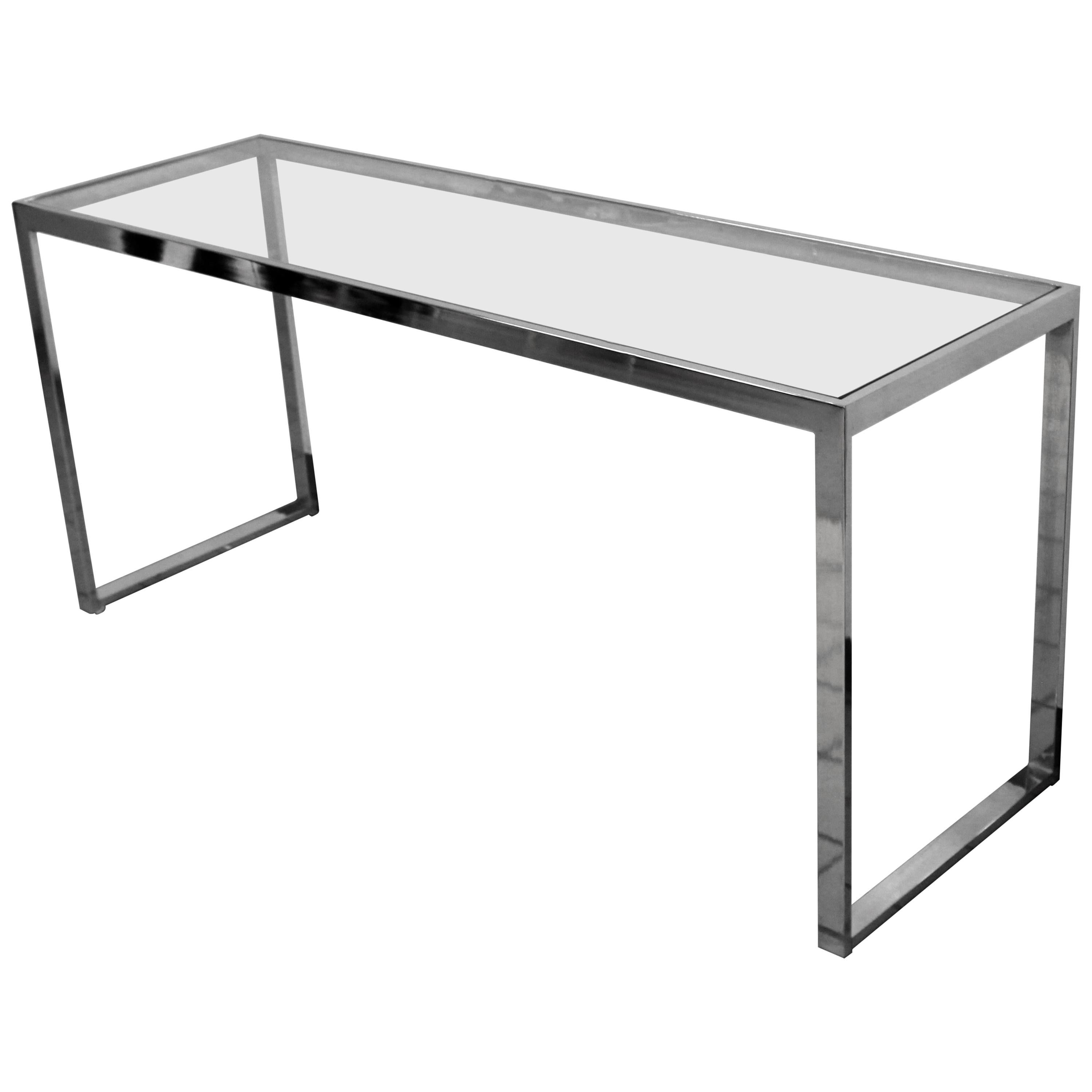 Mid-Century Modern Chrome and Glass Console Table, 1970s