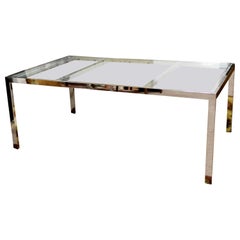 Mid-Century Modern Milo Baughman Chrome and Glass Expandable Dining Table, 1970s
