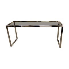 Mid-Century Modern Milo Baughman Chrome and Smoked Glass Console Table, 1970s