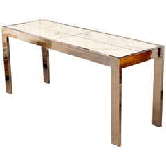 Mid-Century Modern Milo Baughman Chrome and White Marble Console Table, 1970s
