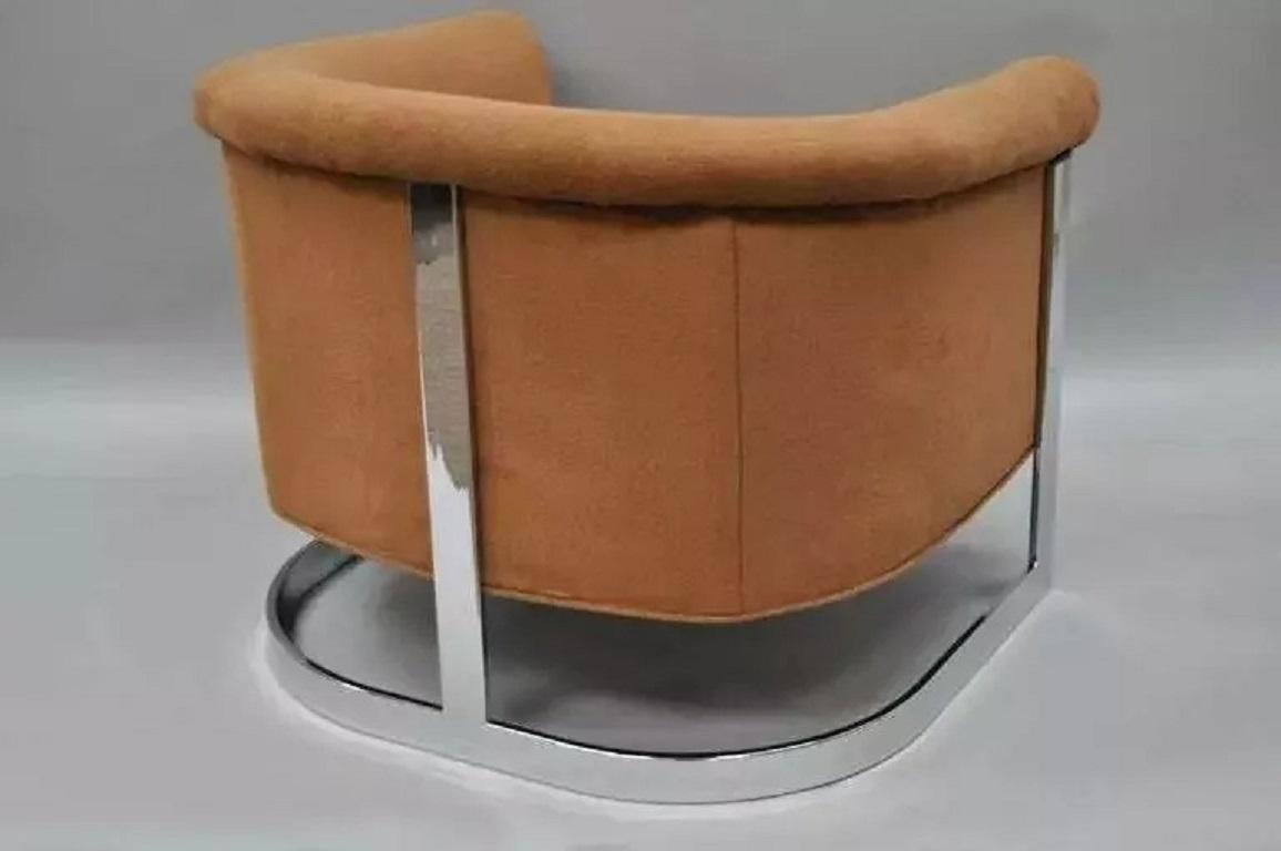 Mid Century Modern Milo Baughman Chrome Barrel Back Club Lounge Chairs - a Pair For Sale 3