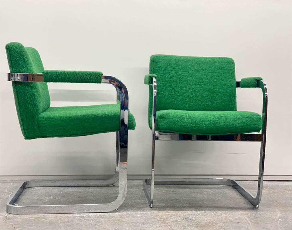 American Mid-Century Modern Milo Baughman Chrome Cantilever Chairs, a Pair