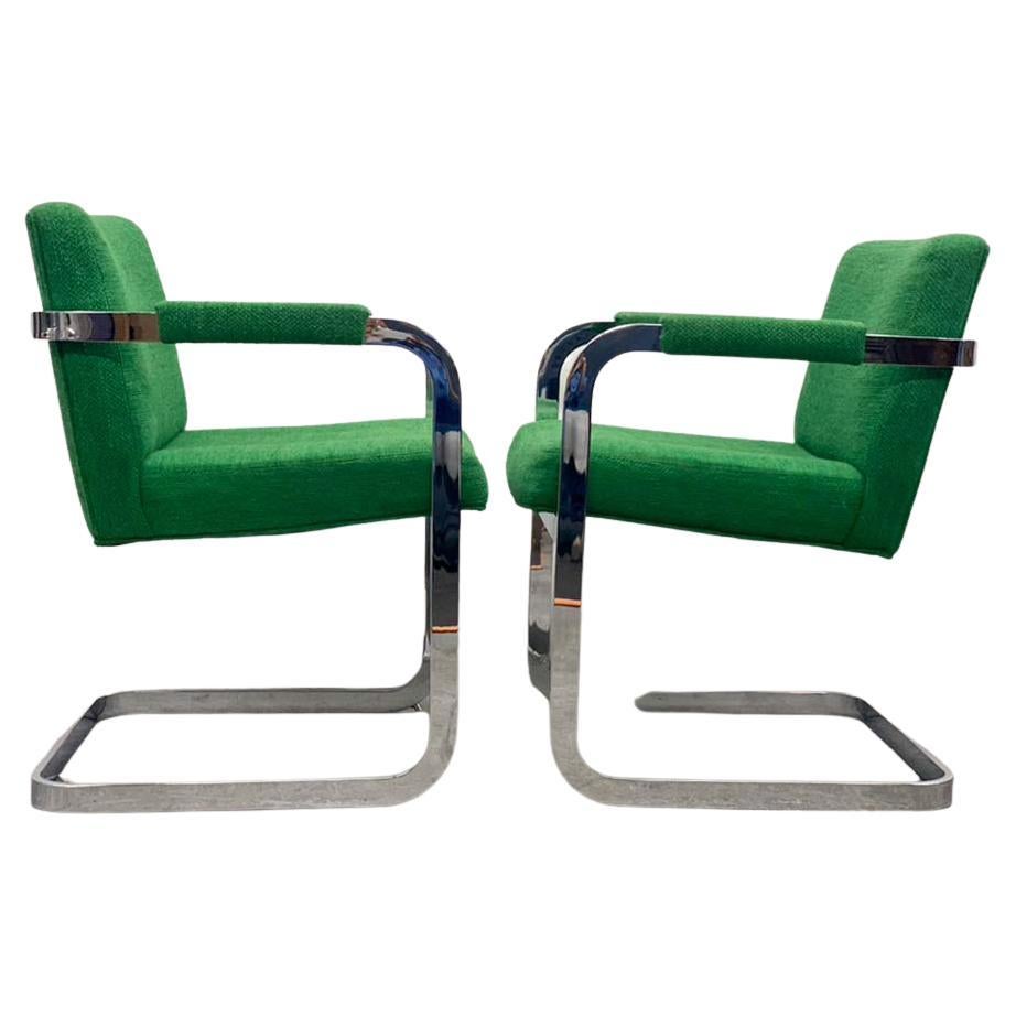 Mid-Century Modern Milo Baughman Chrome Cantilever Chairs, a Pair