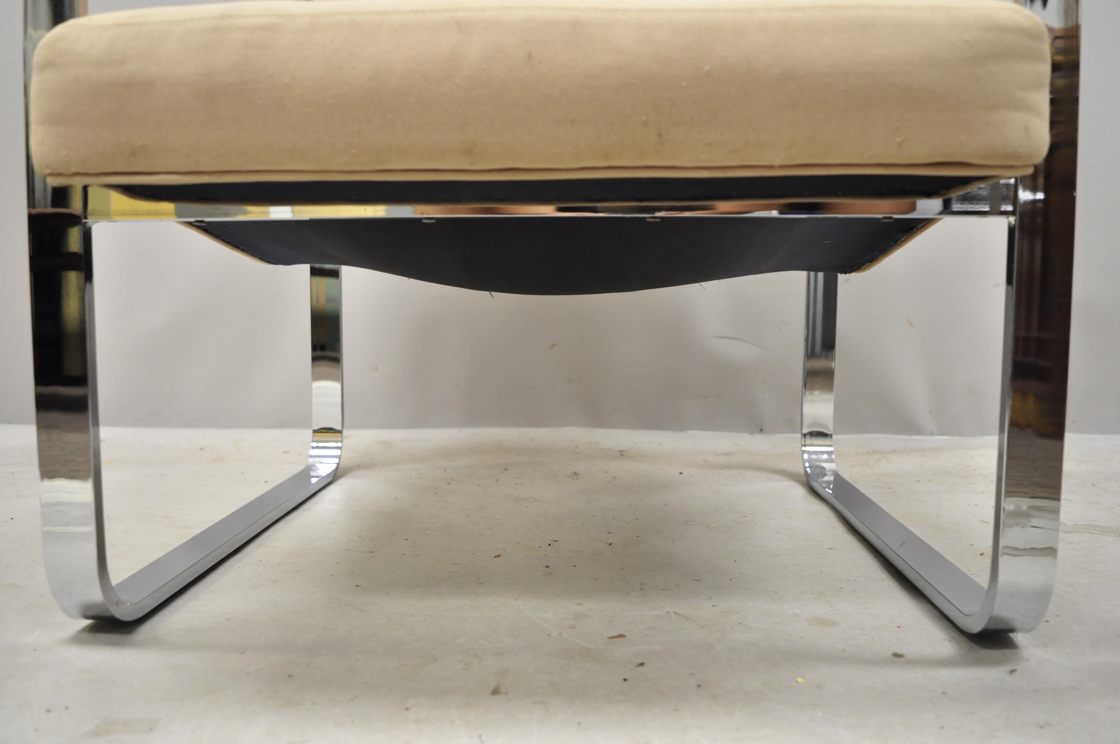 Fabric Mid-Century Modern Chrome Flat Bar Art Deco Club Lounge Armchair For Sale