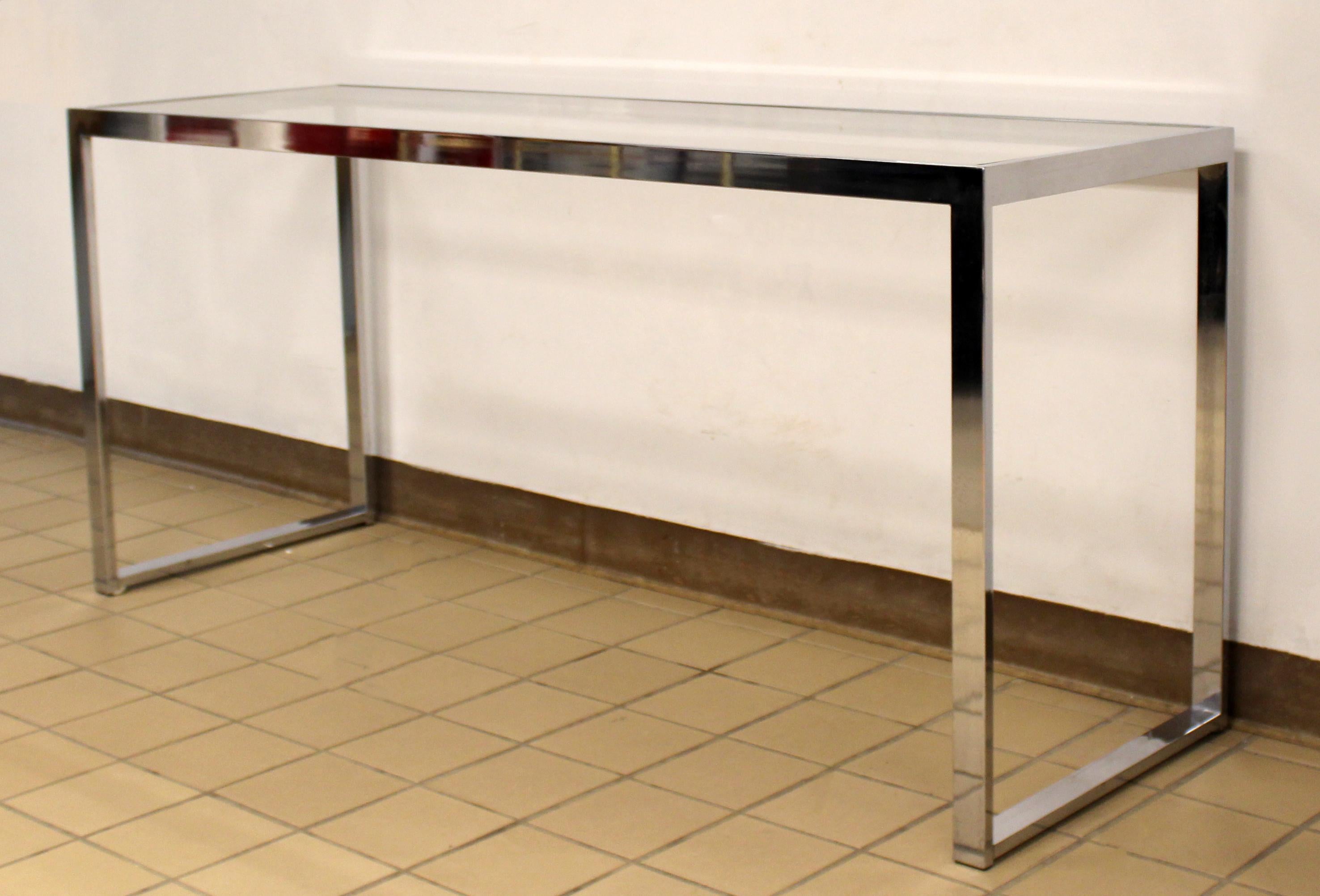 Mid-Century Modern Chrome and Glass Console Table, 1970s In Good Condition In Keego Harbor, MI