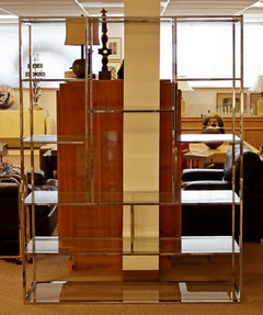 Milo Baughman Moderner Regalschrank aus Chrom und Glas aus der Mitte des Jahrhunderts Etagere, 1970er Jahre