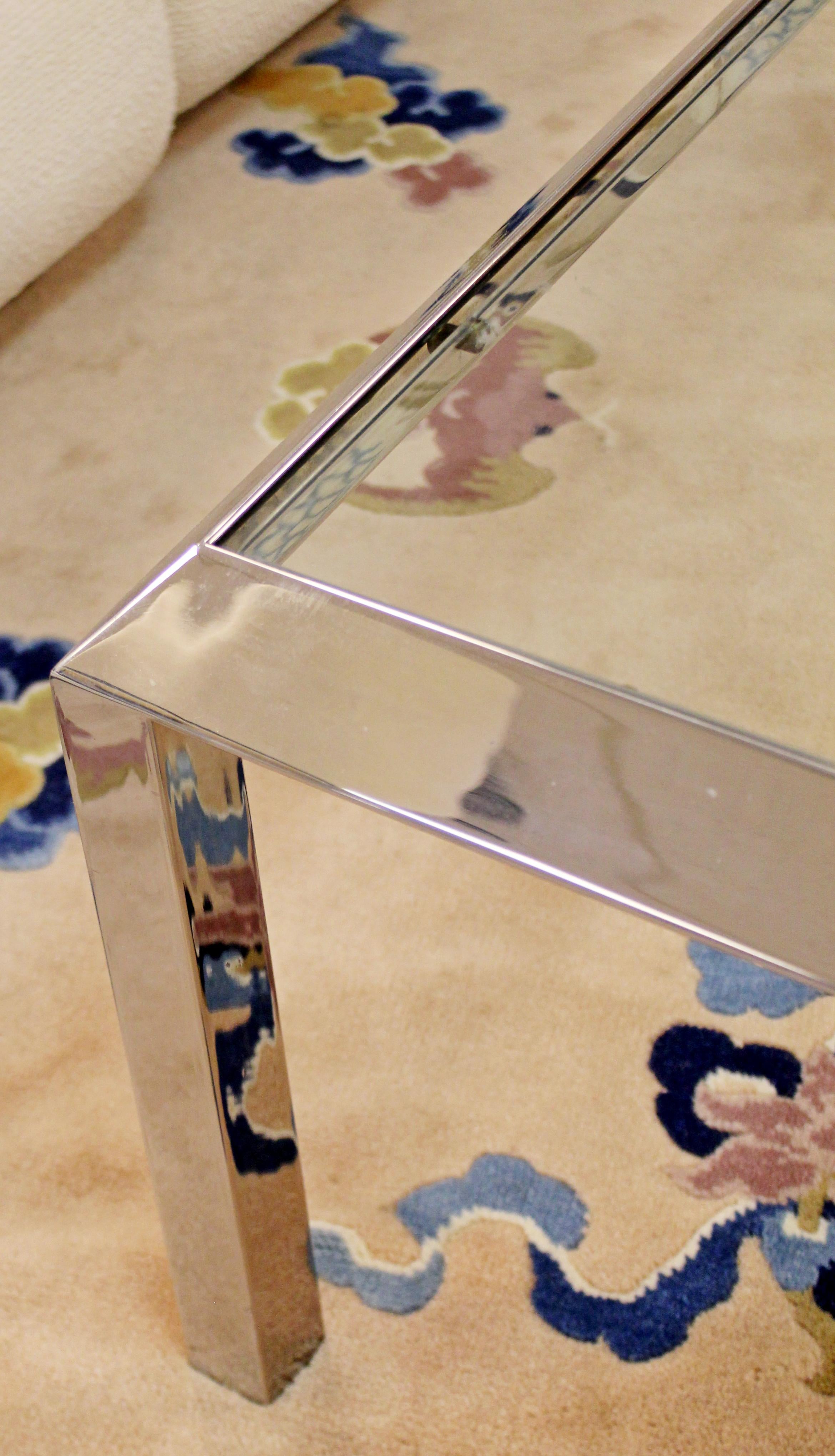 Mid-Century Modern Chrome and Glass Square Coffee Table, 1970s 1