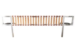 Mid-Century Modern Brueton Chrome King Headboard with Leather Straps circa 1975